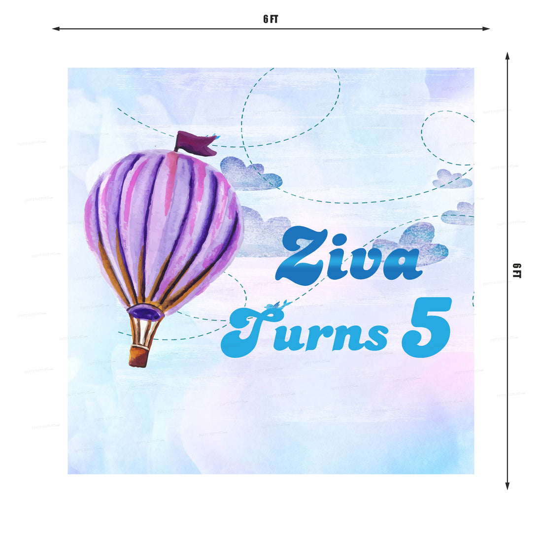 Hot Air Theme Girl Customized Square Backdrop