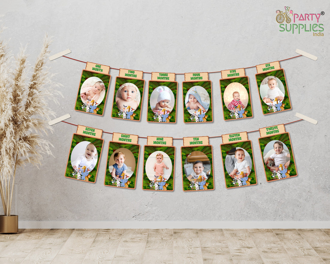 Jungle Theme 12 Months Banner