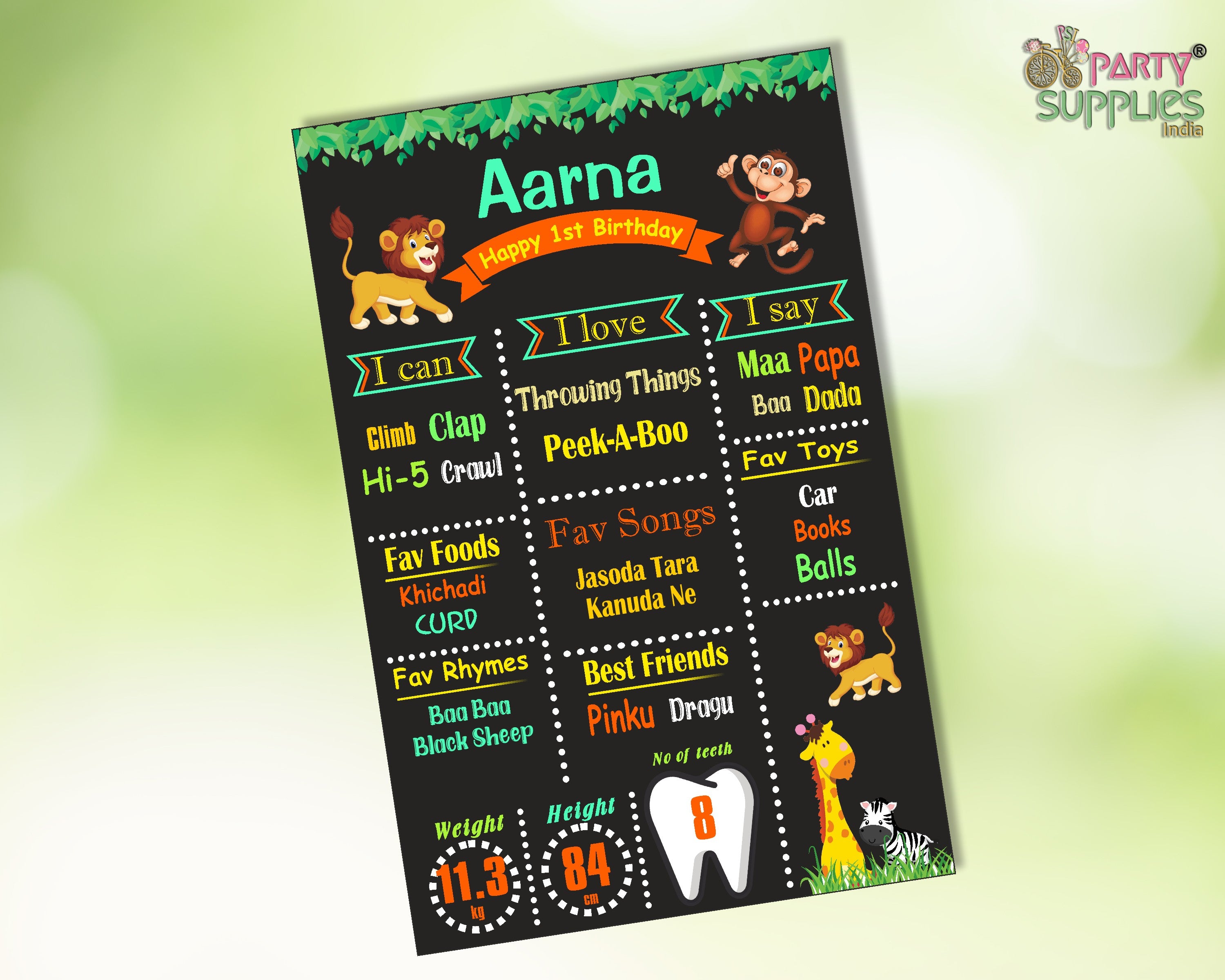 Jungle Theme Customized Chalk Board