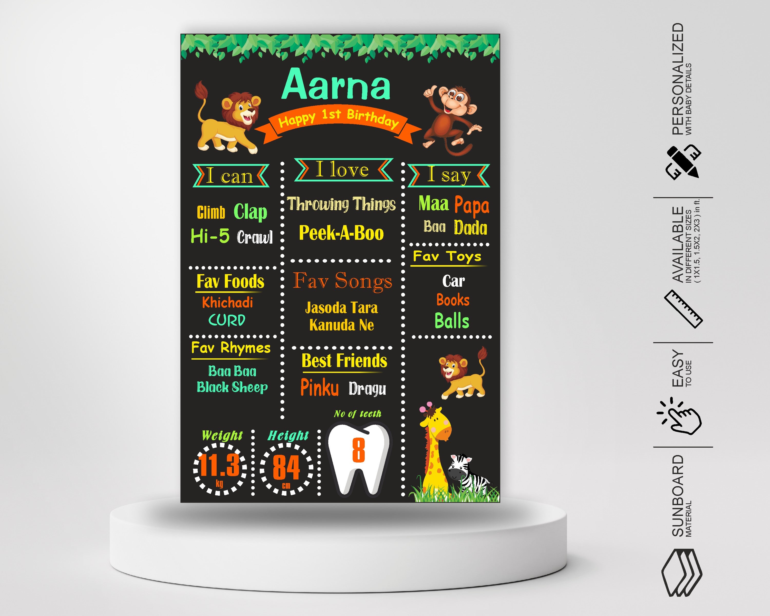 Jungle Theme Customized Chalk Board