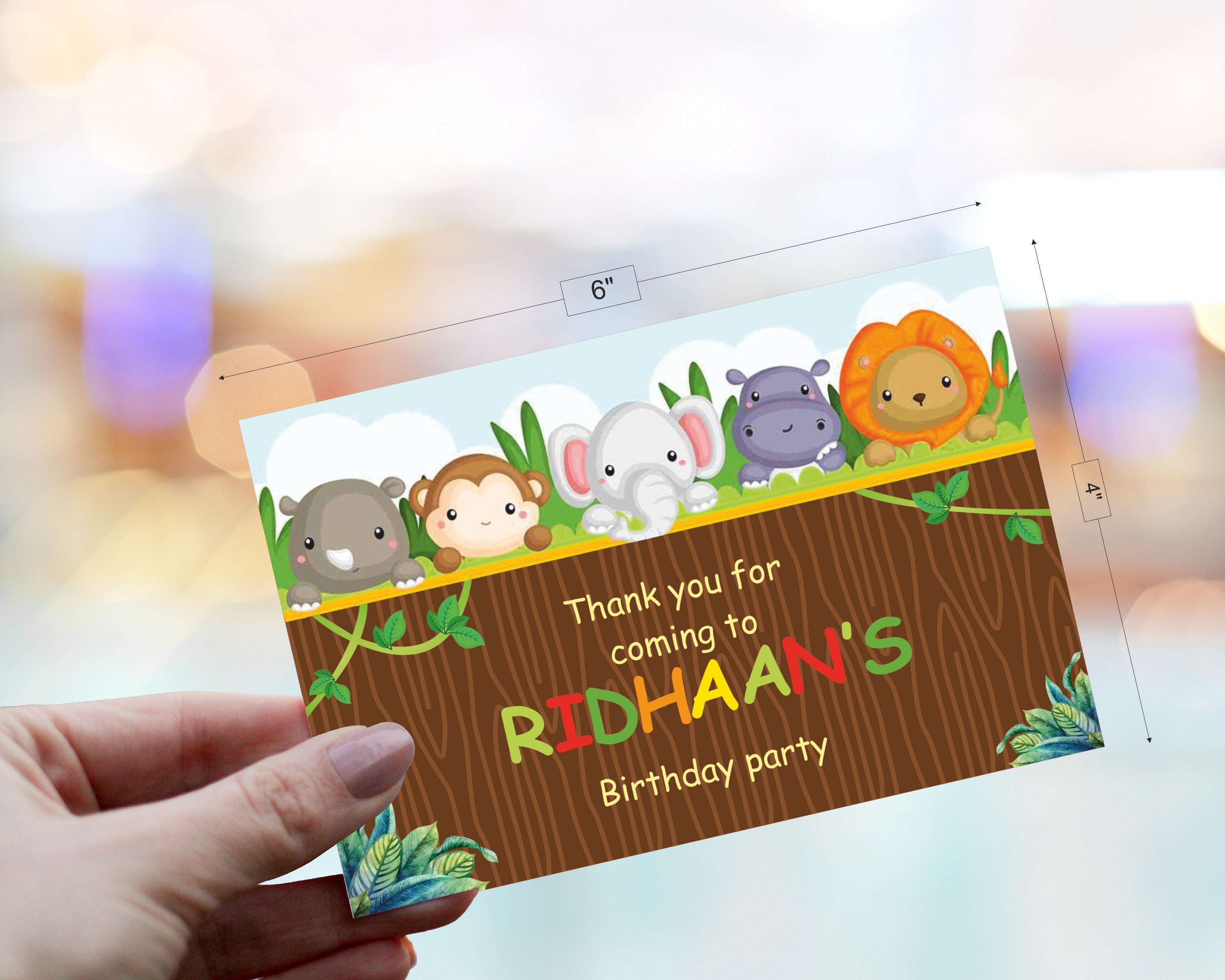 Jungle Theme Thank You Card