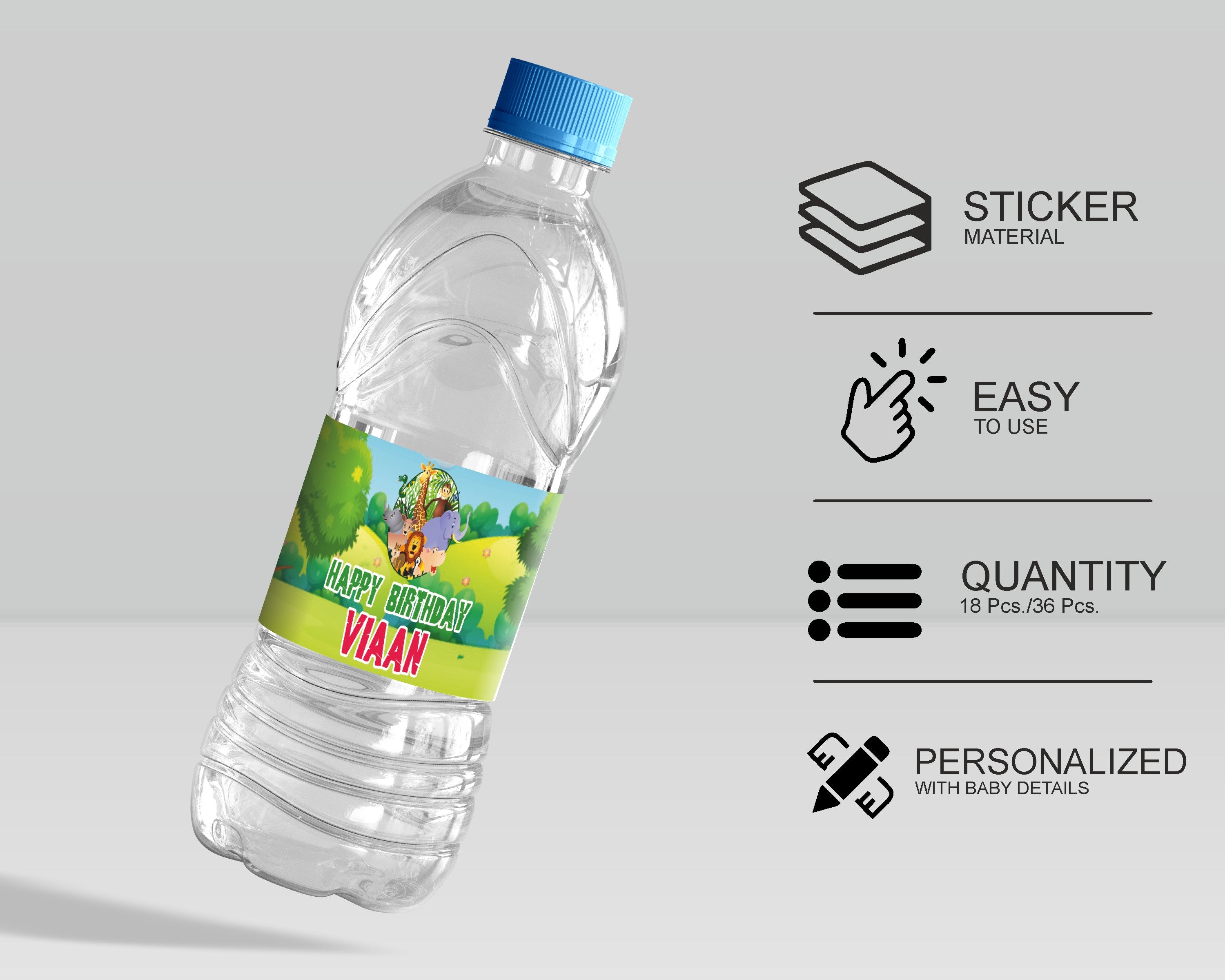 Jungle Theme Water Bottle Stickers