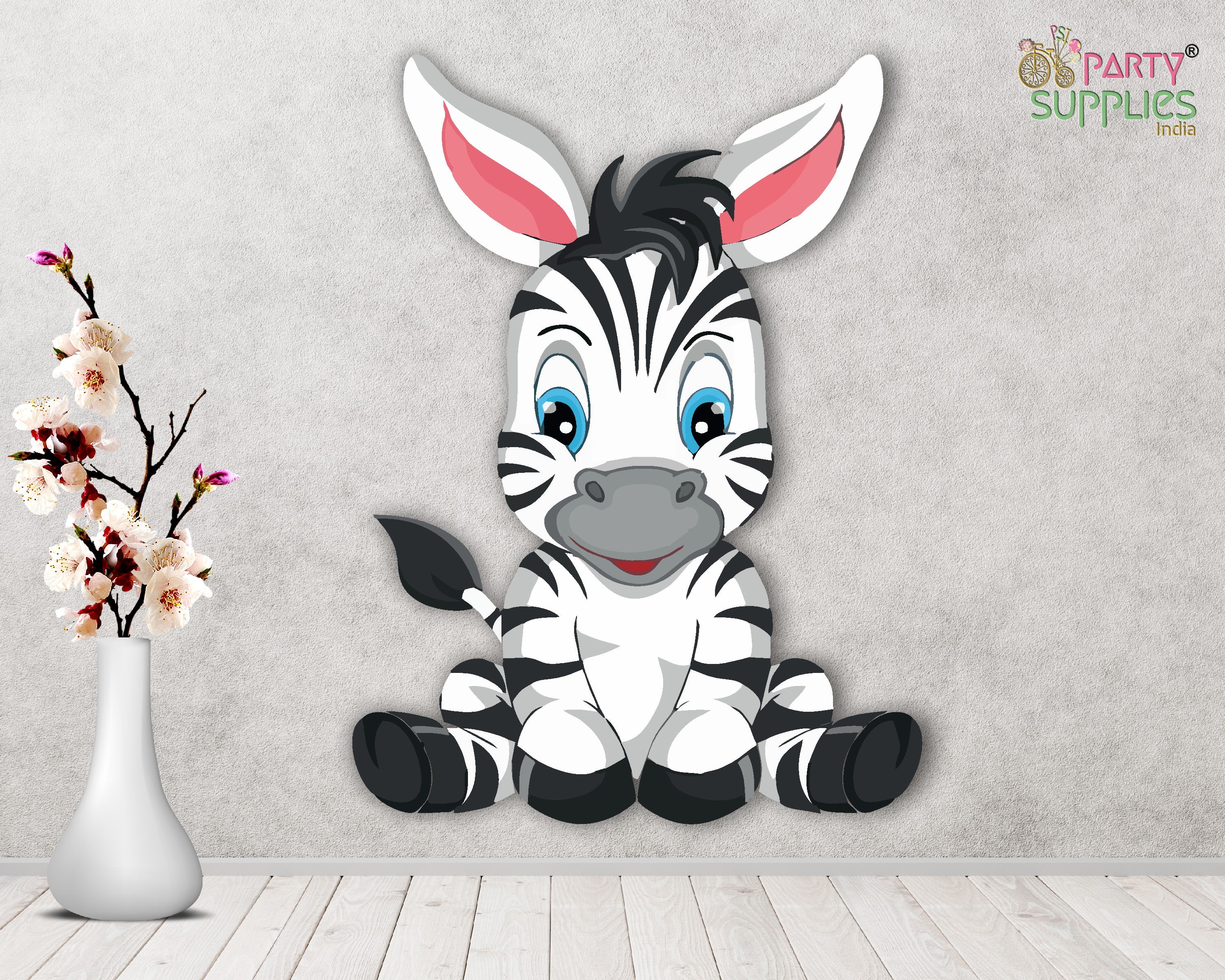 Jungle Theme Zebra Sitting Cutout