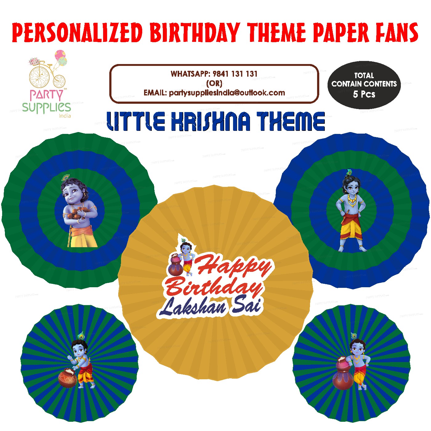 Little Krishna Theme Paper Fan