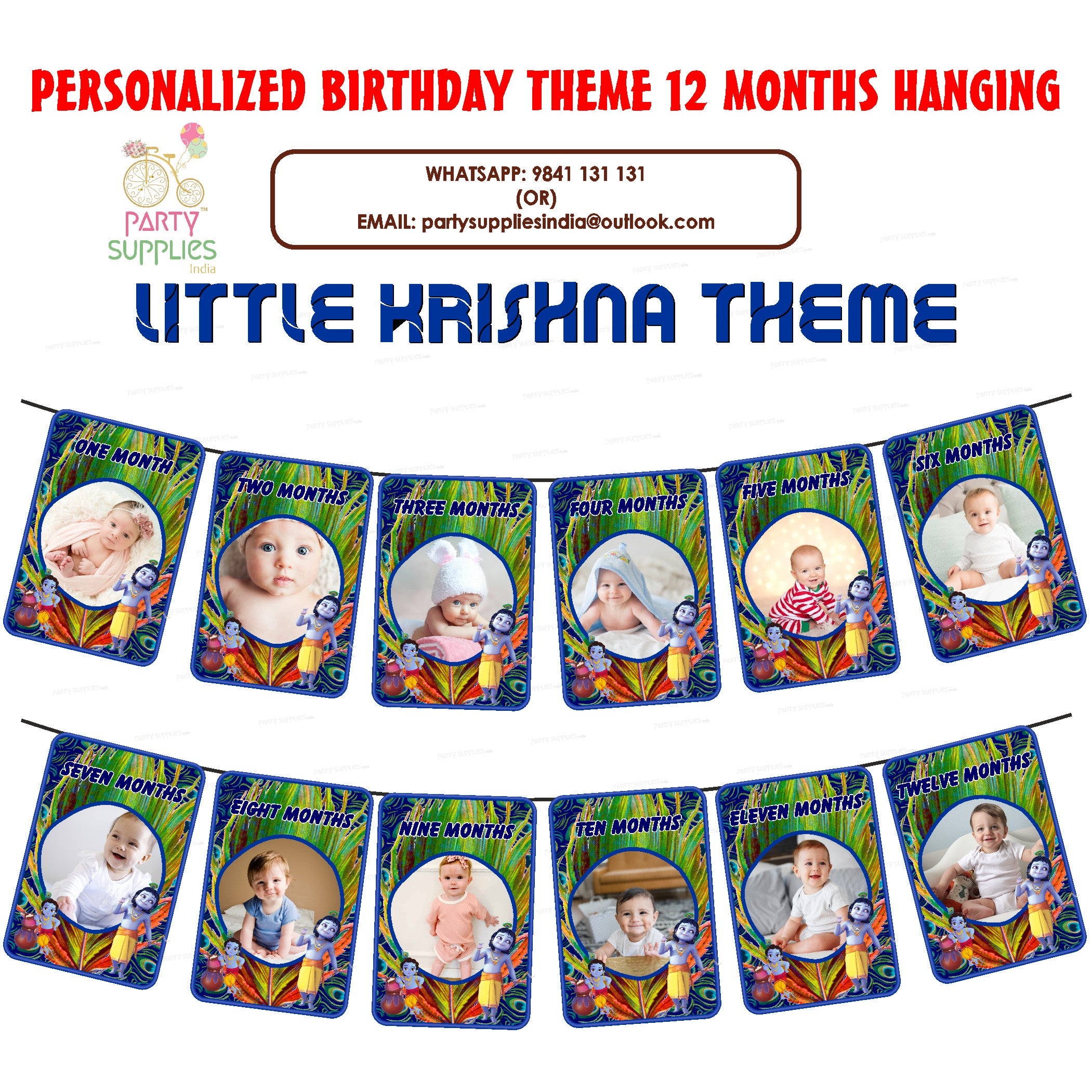 Little Krishna Theme 12 Months Photo Banner