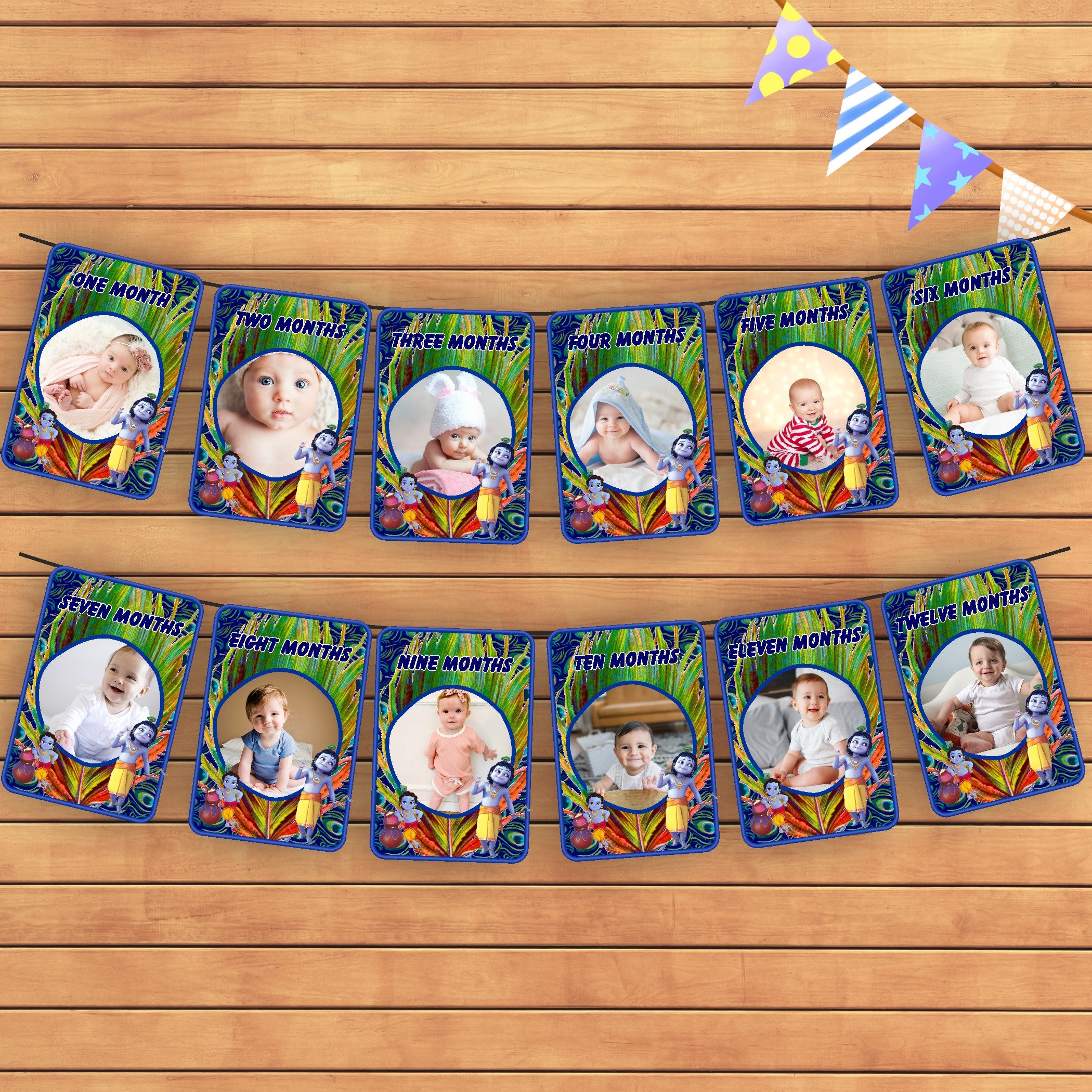 Little Krishna Theme 12 Months Photo Banner