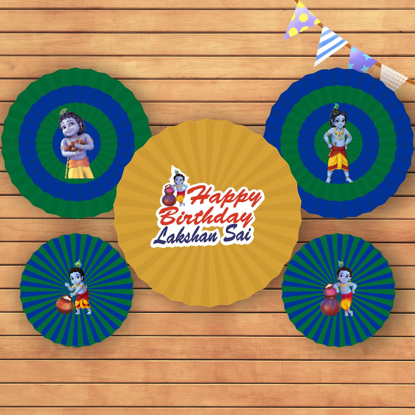 Little Krishna Theme Paper Fan