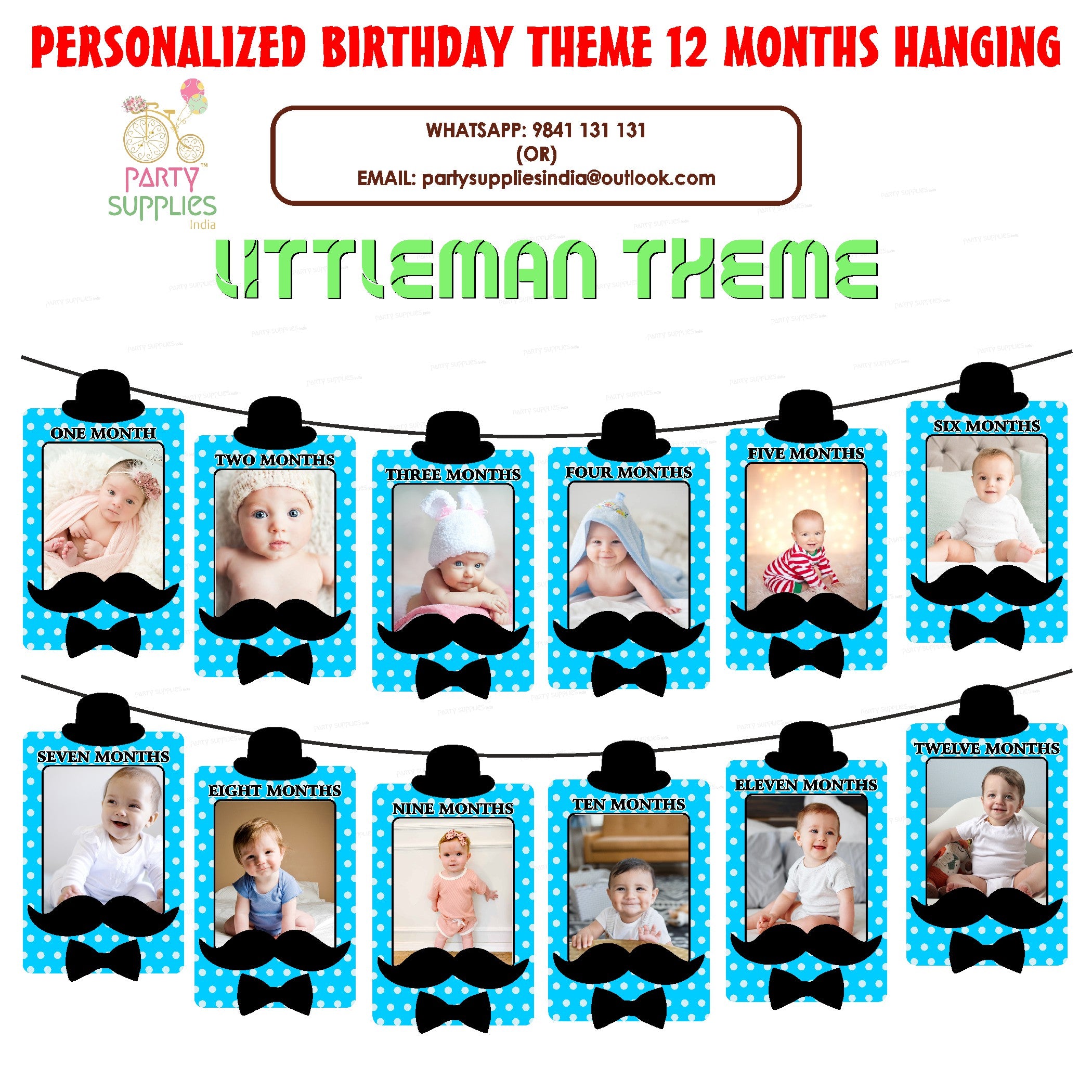 Little Man Theme 12 Months Photo Banner