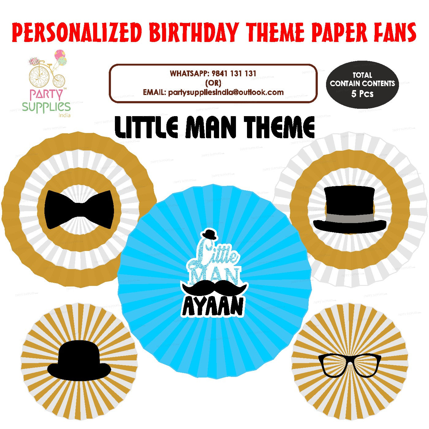 Little Man Theme Paper Fan
