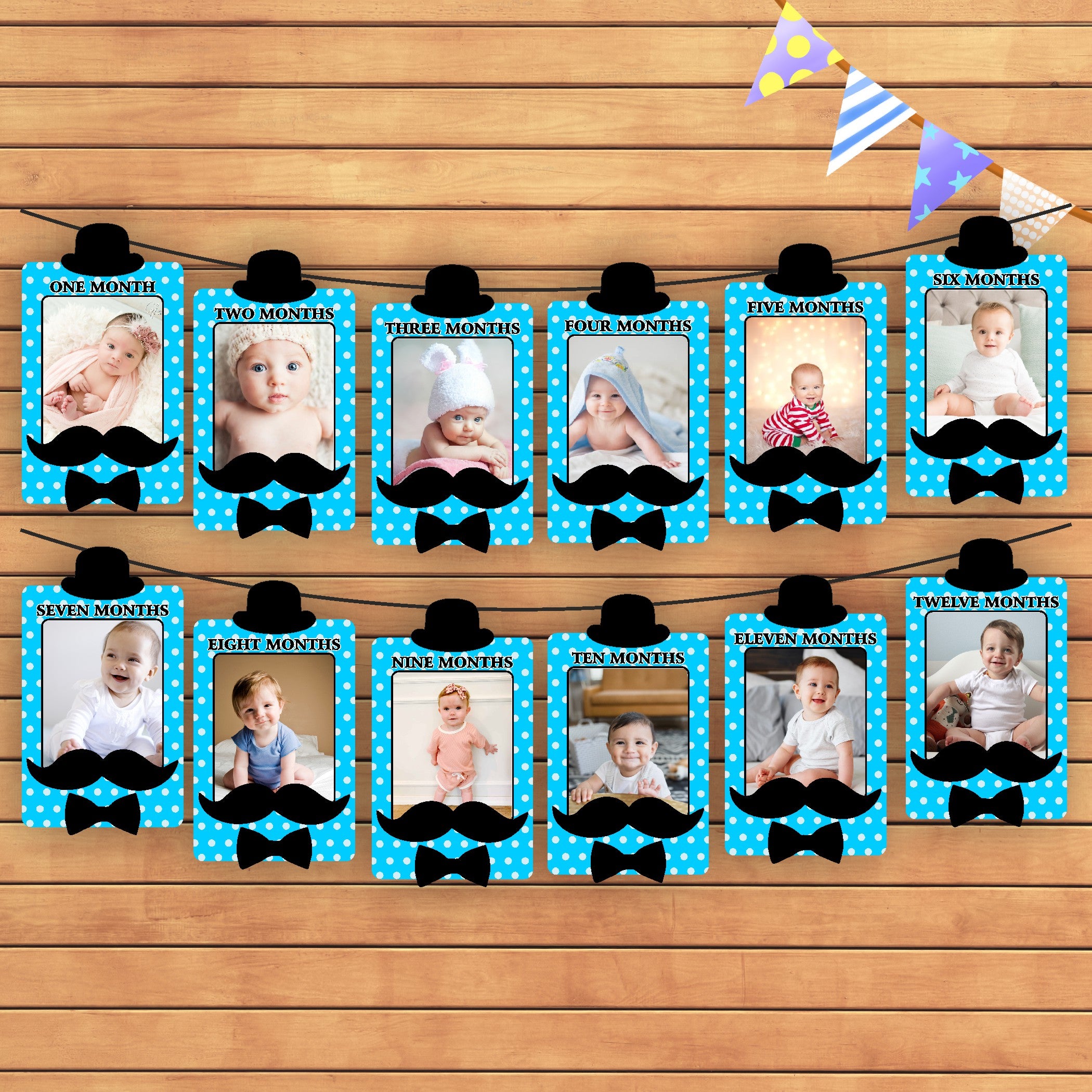 Little Man Theme 12 Months Photo Banner
