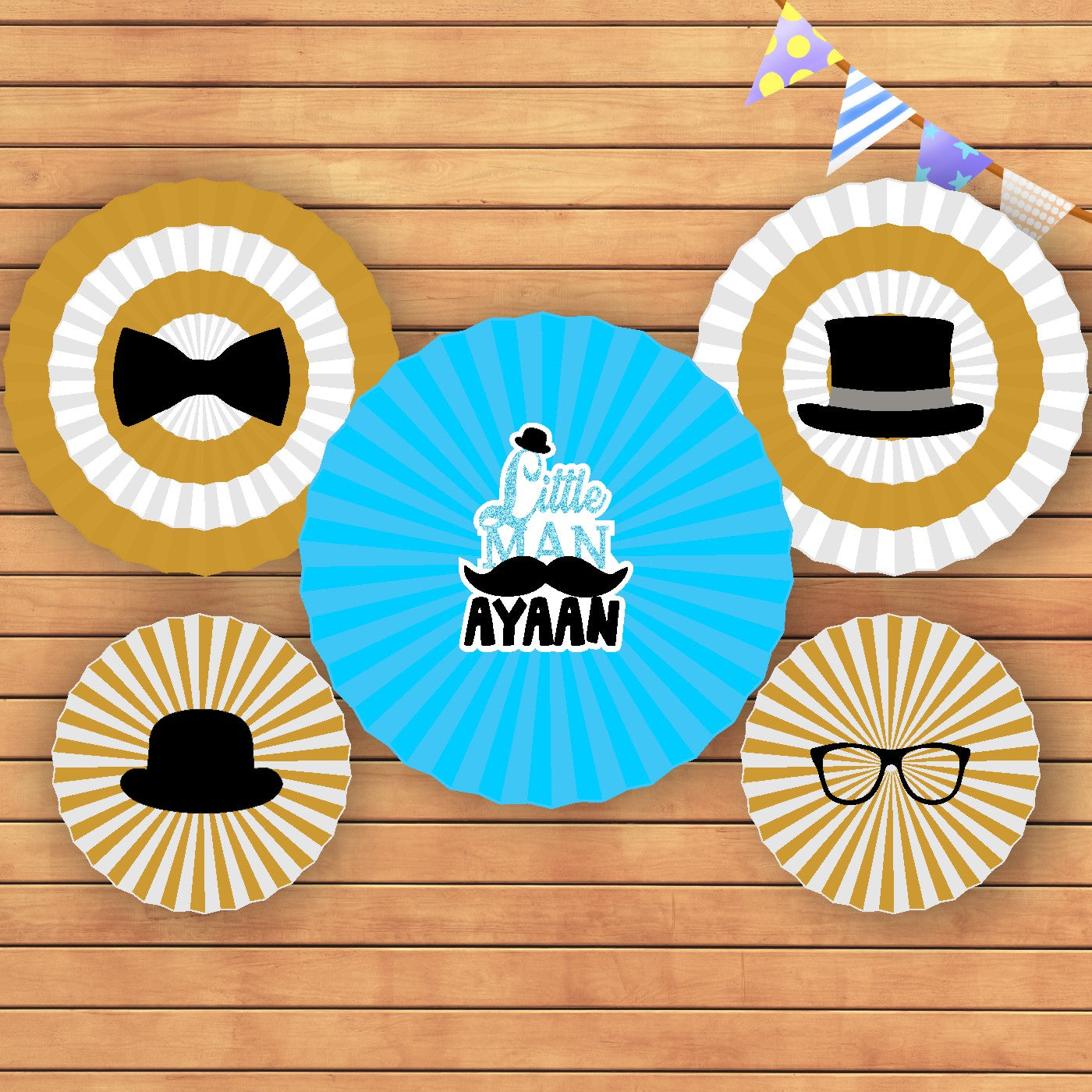 Little Man Theme Paper Fan