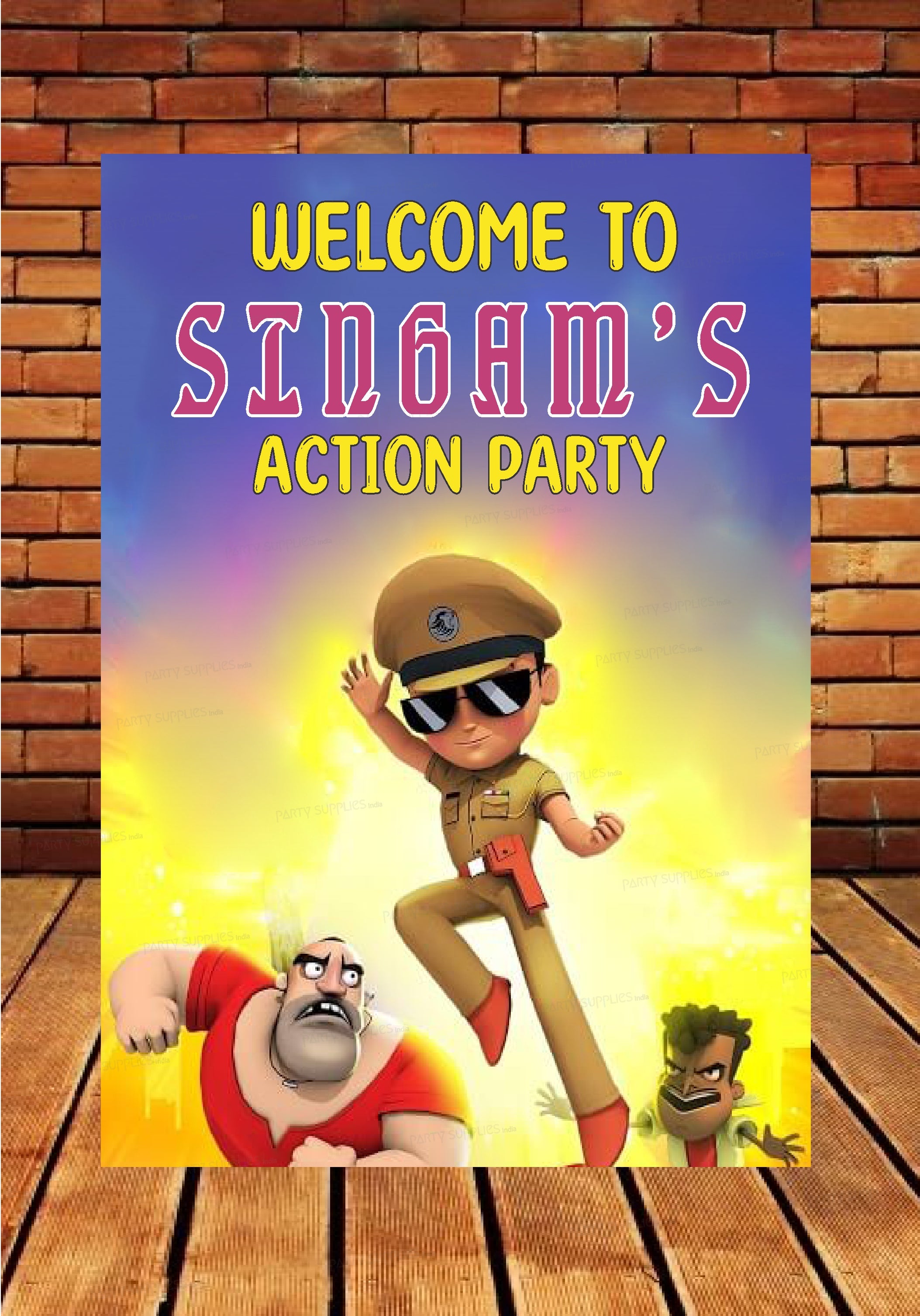 Little Singham Theme Customized Welcome Board