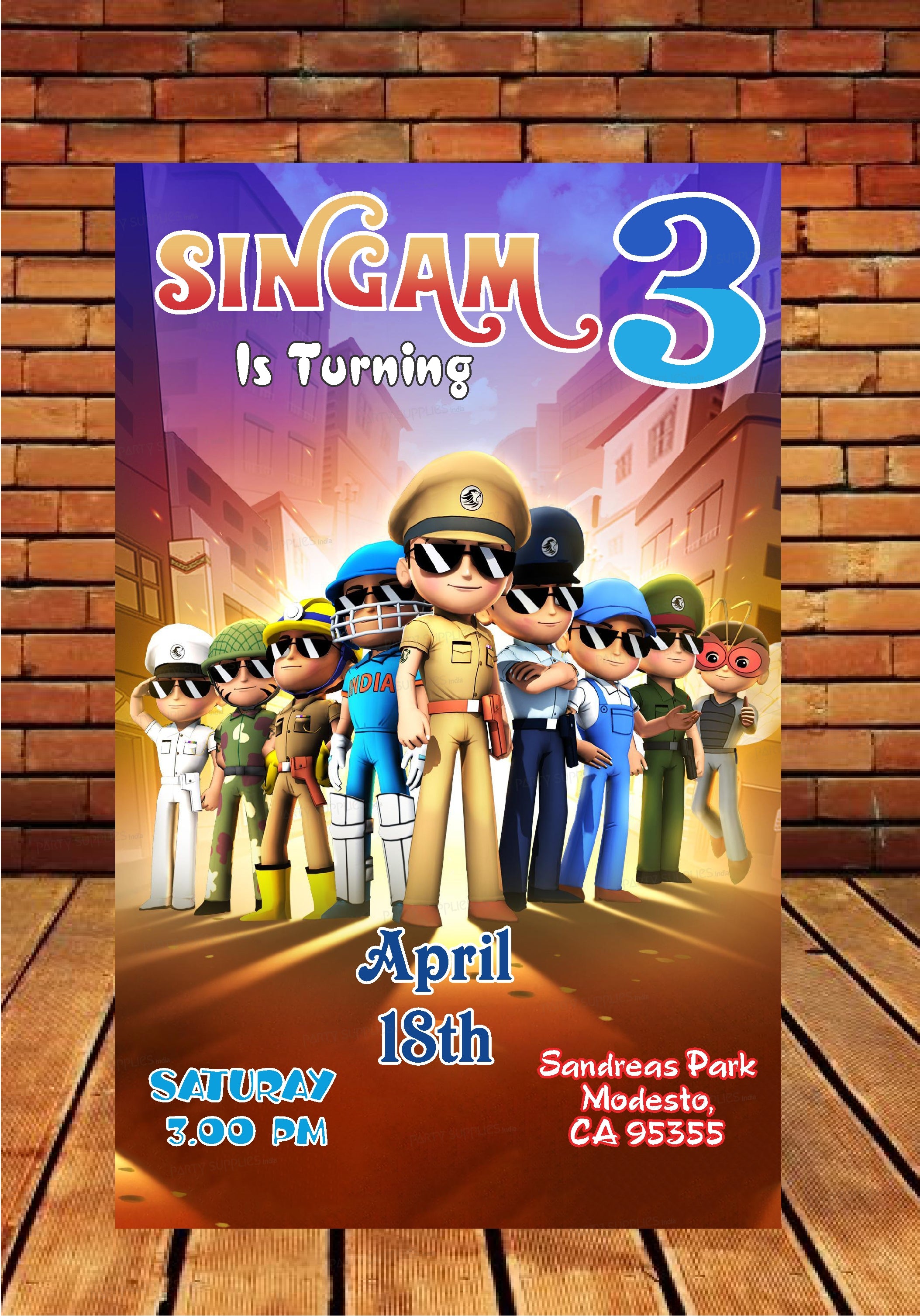 Little Singham Theme Invite