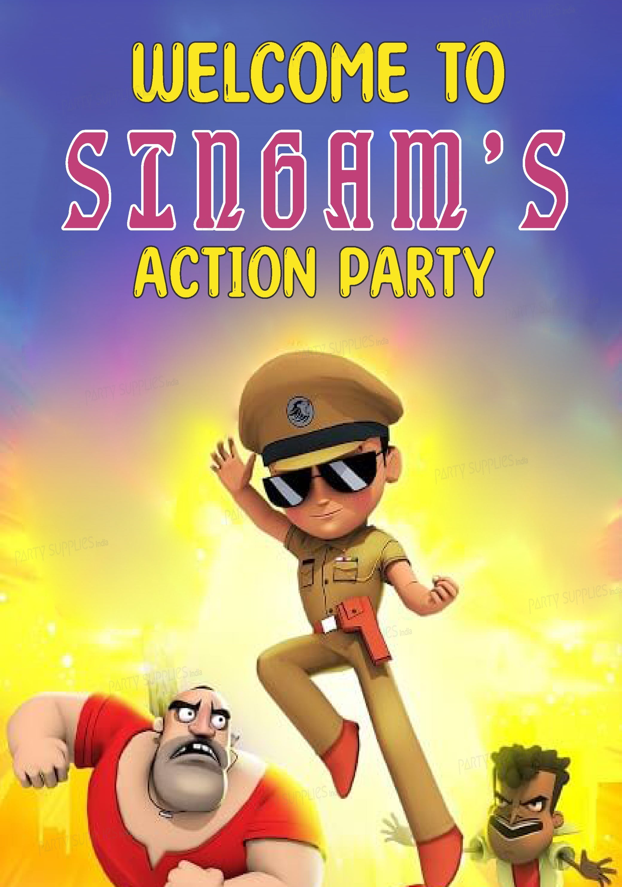 Little Singham Theme Customized Welcome Board