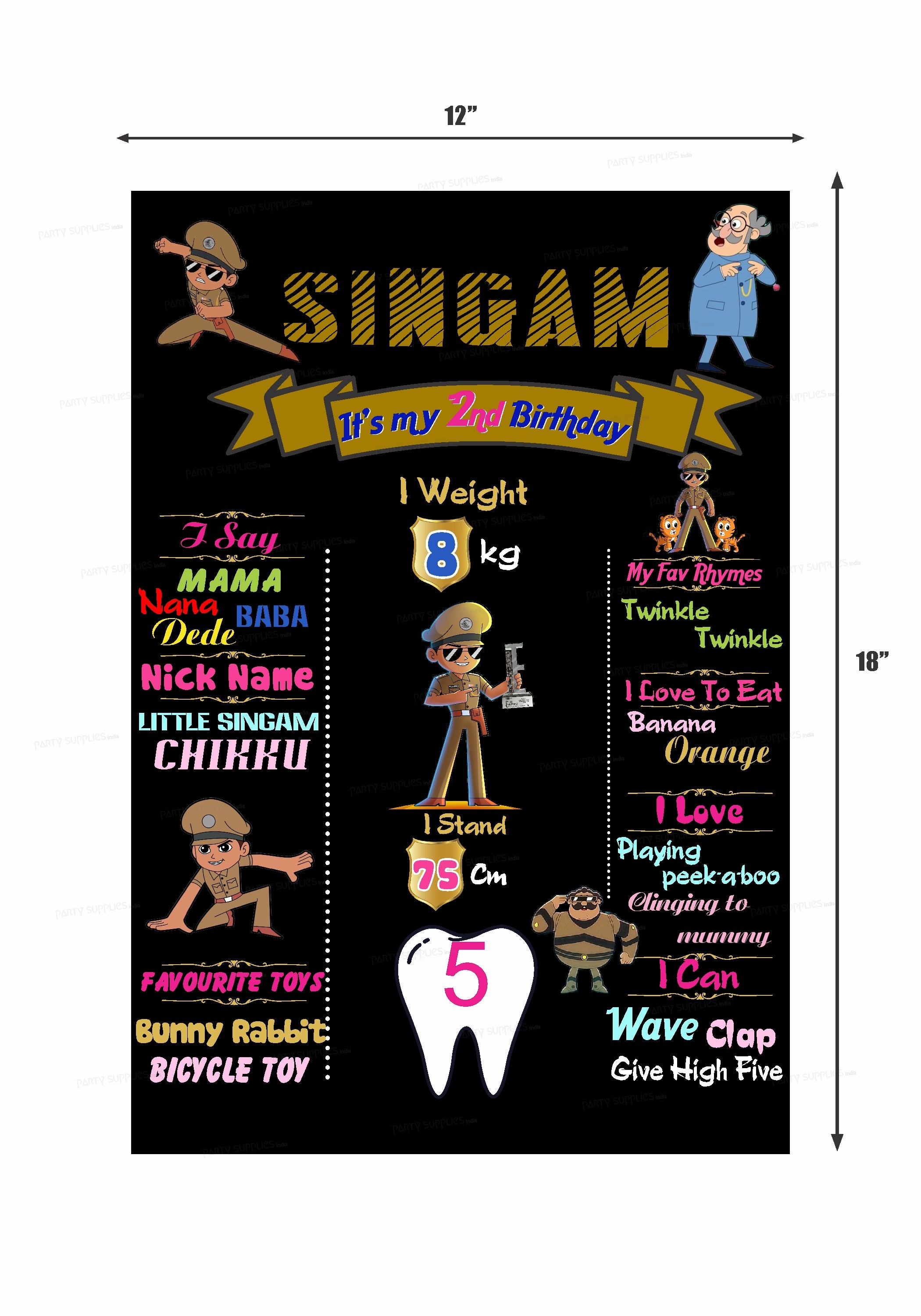 Little Singham Theme Chalk Board