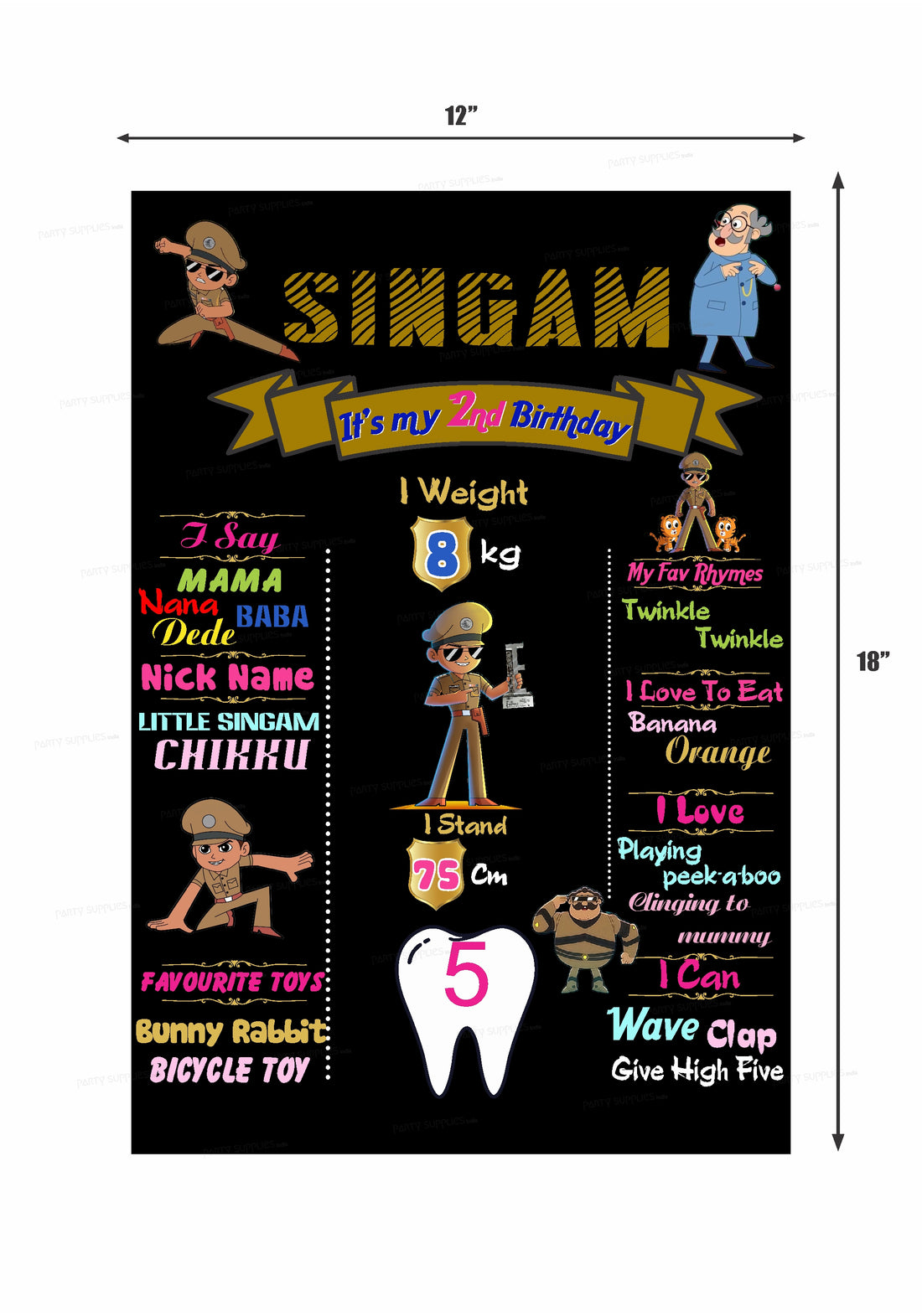 Little Singham Theme Chalk Board