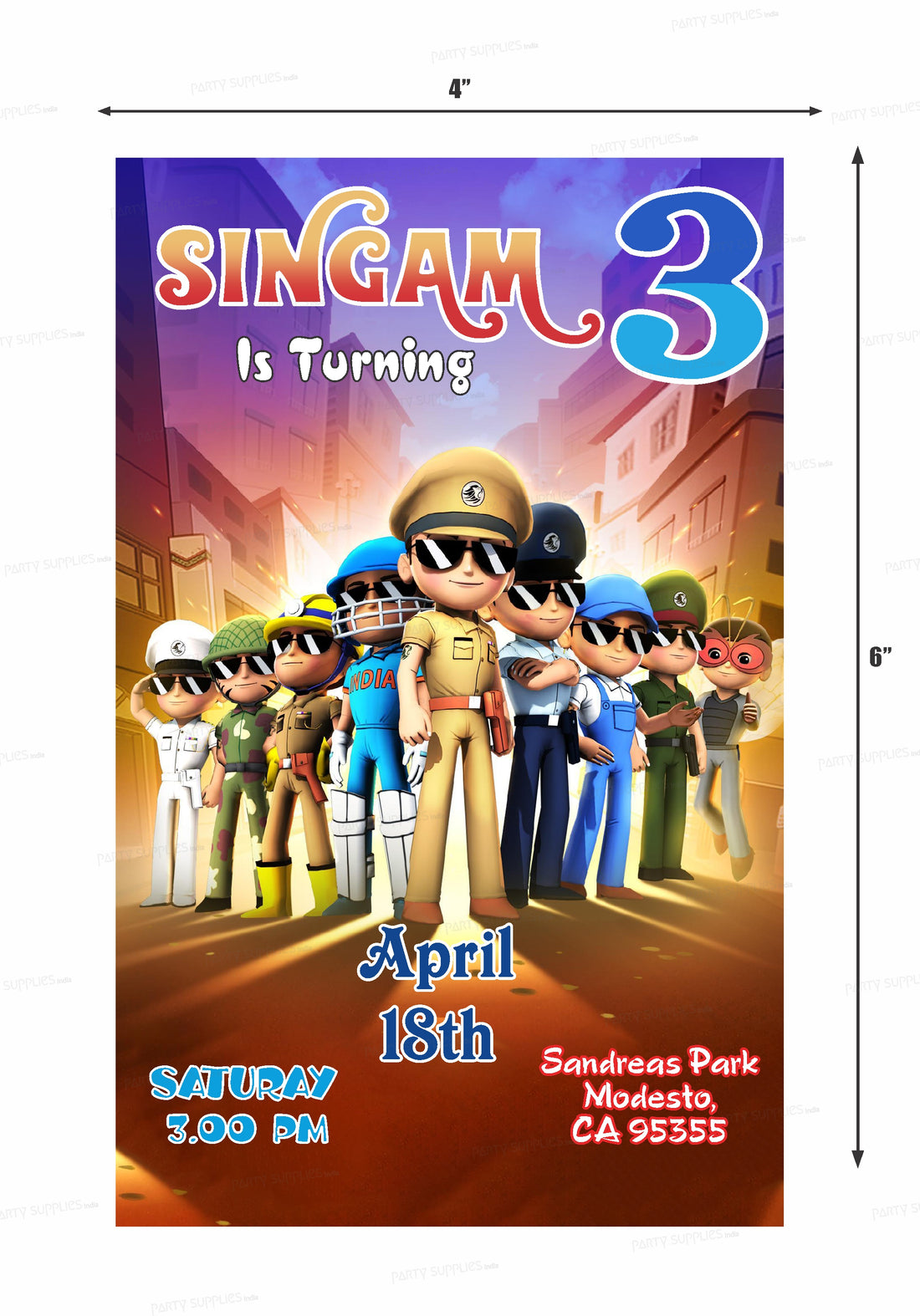 PSI   Little Singham Theme Invite