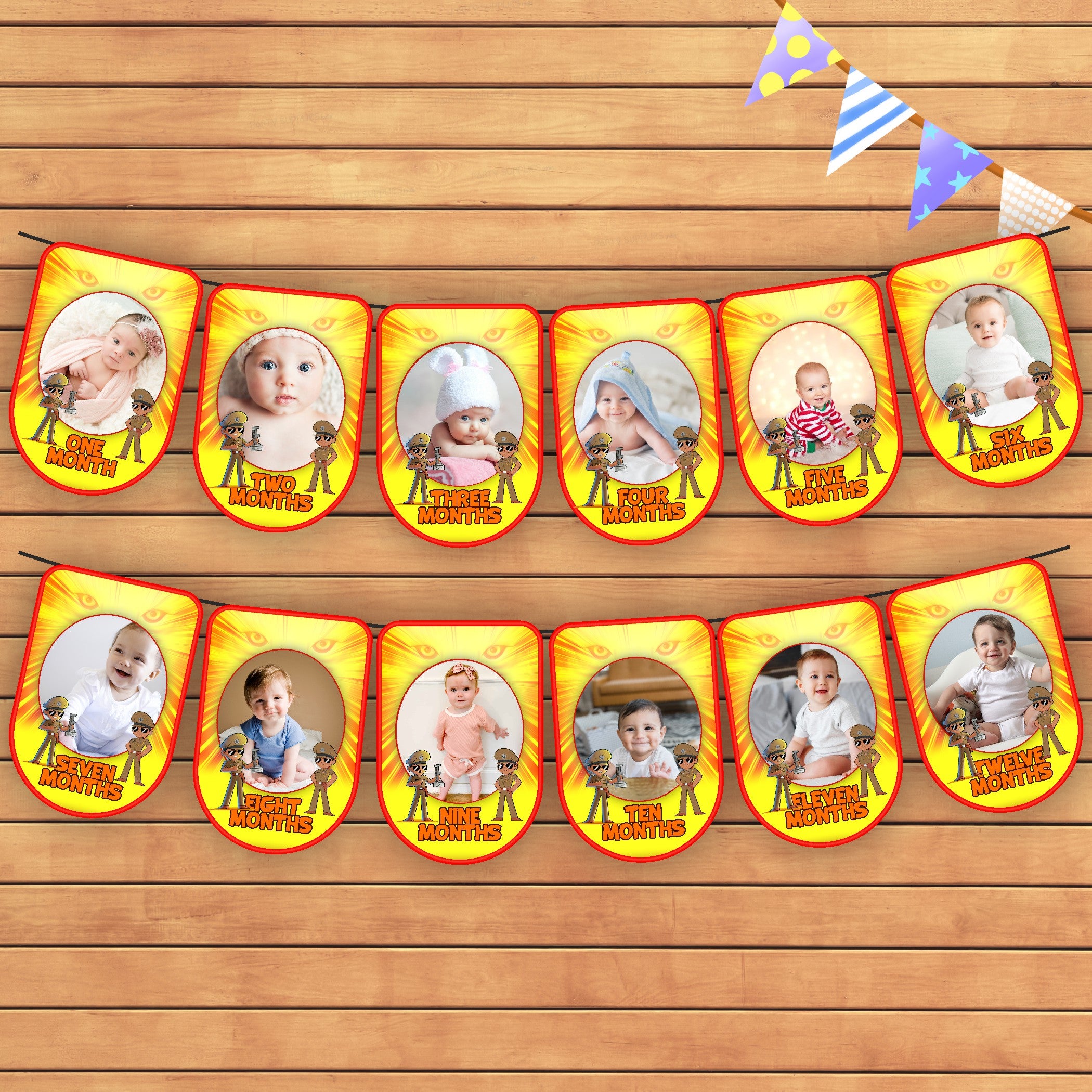 Little Singham Theme 12 Months Photo Banner