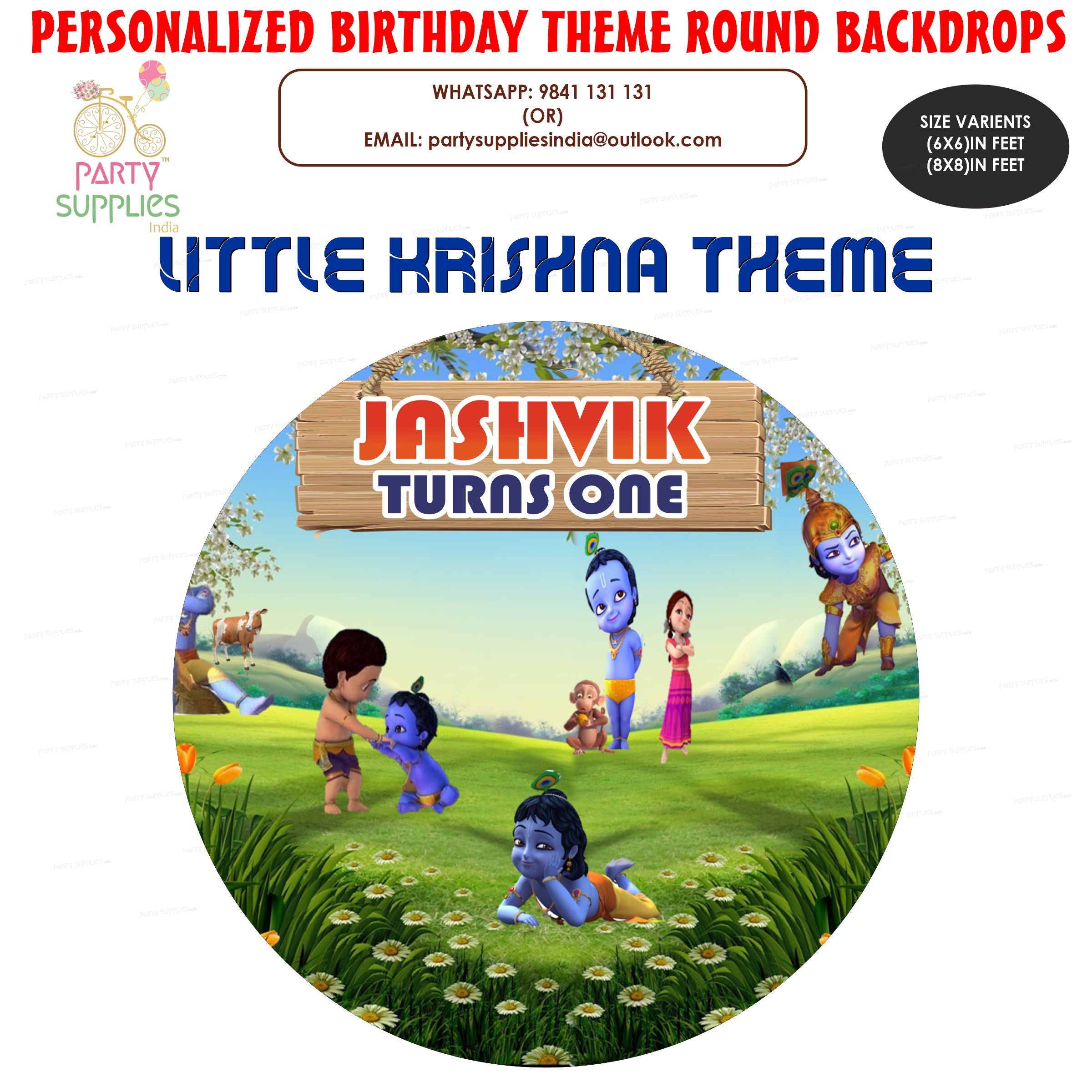 Little Krishna Grass theme Round backdrop