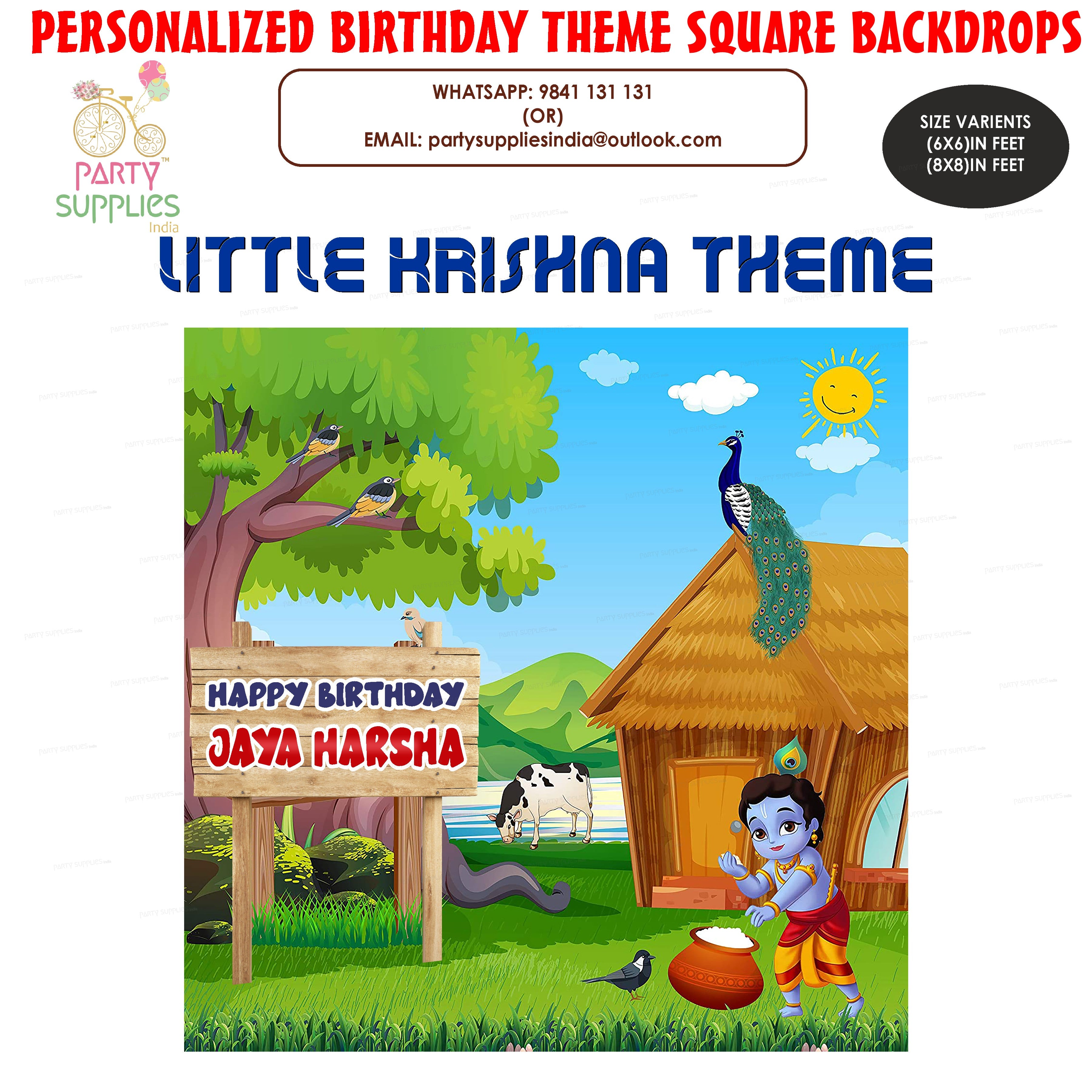 Little Krishna Hut Theme Square Backdrop