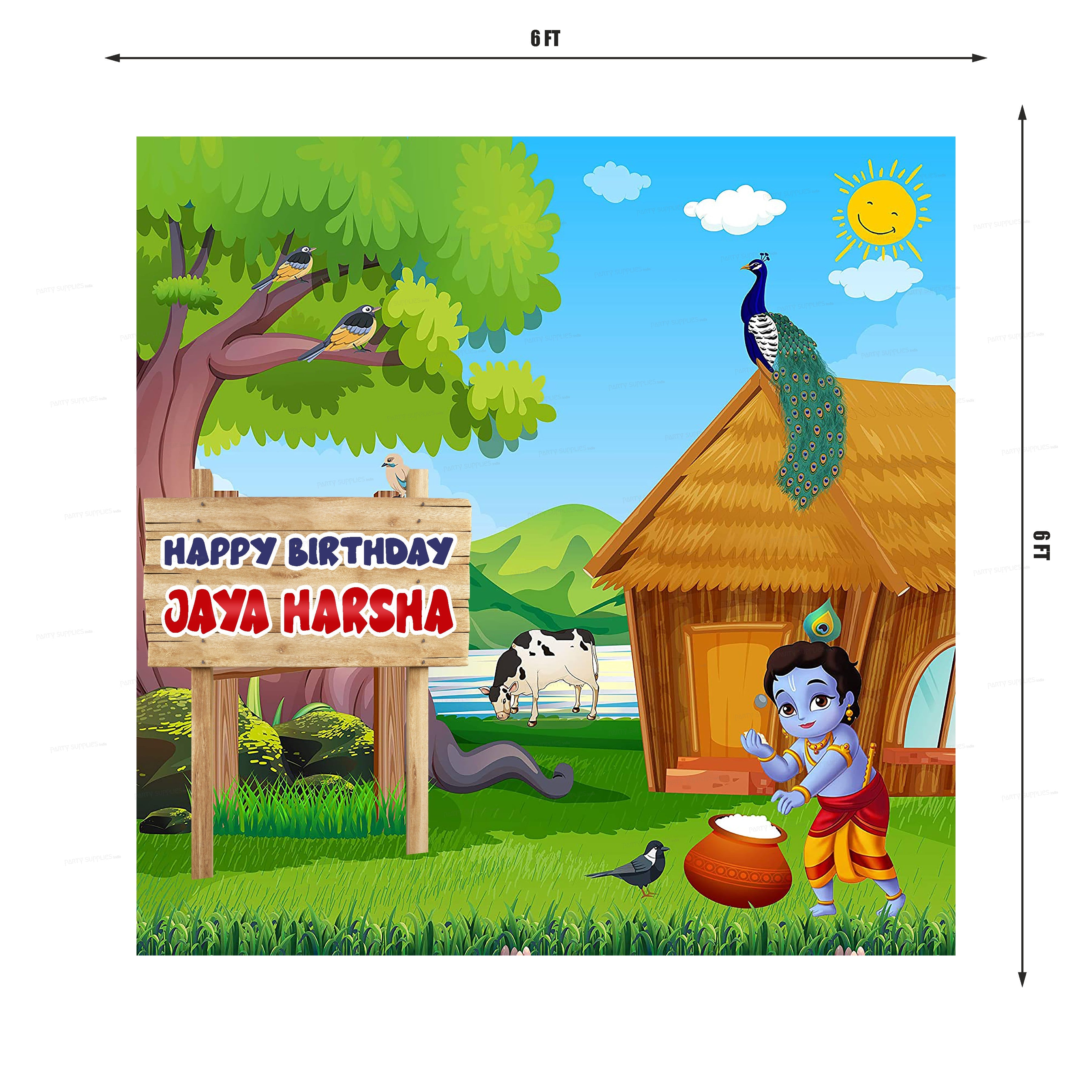 Little Krishna Hut Theme Square Backdrop