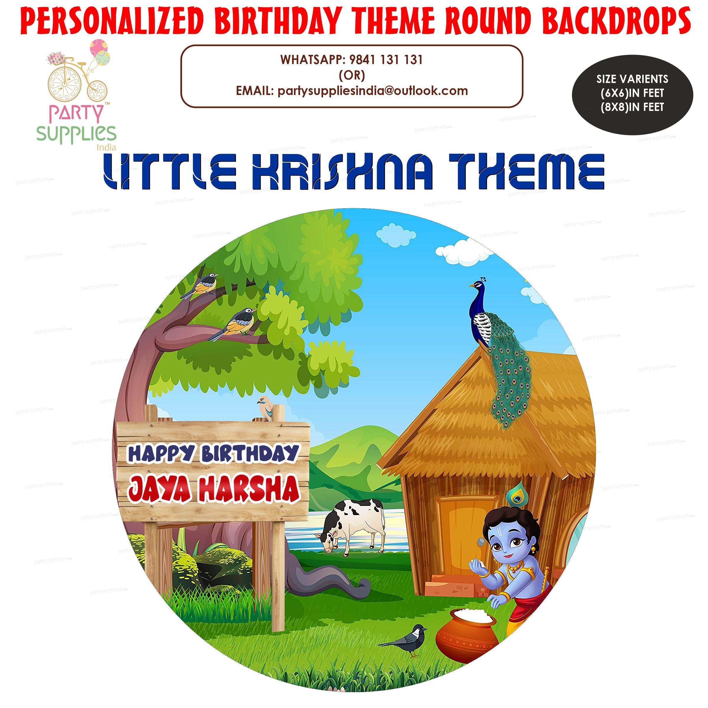 Little Krishna Hut Theme Round Backdrop