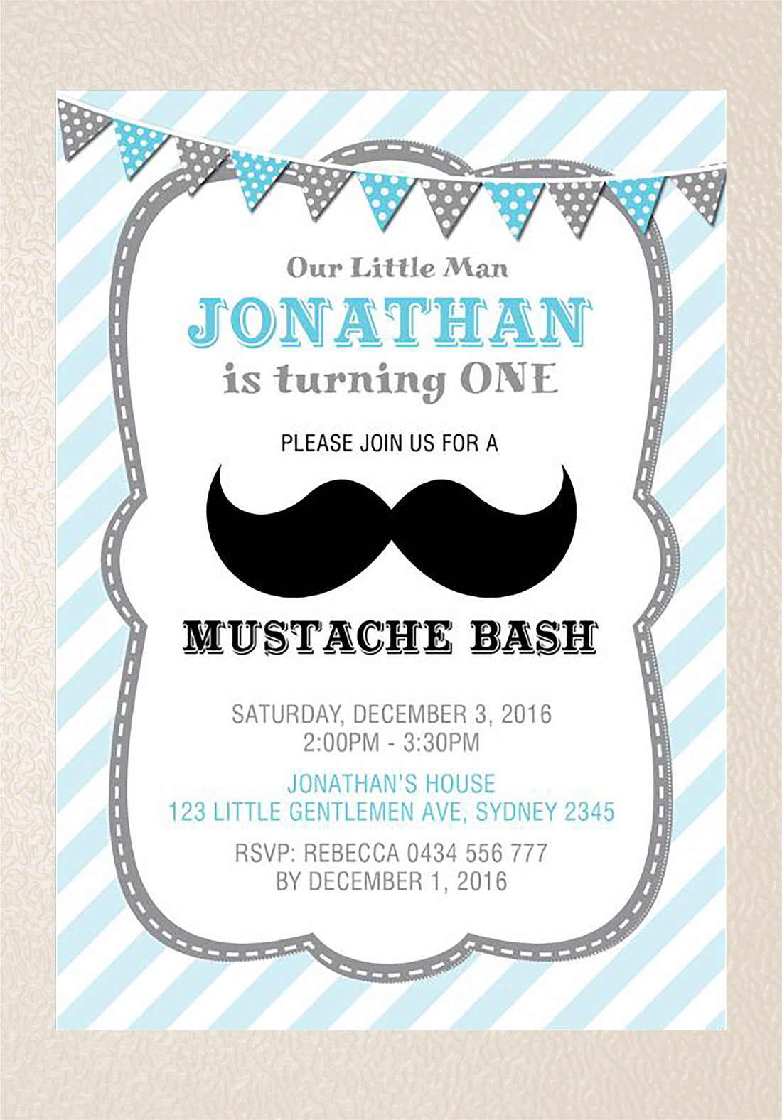 Little Man Theme Customized Invite