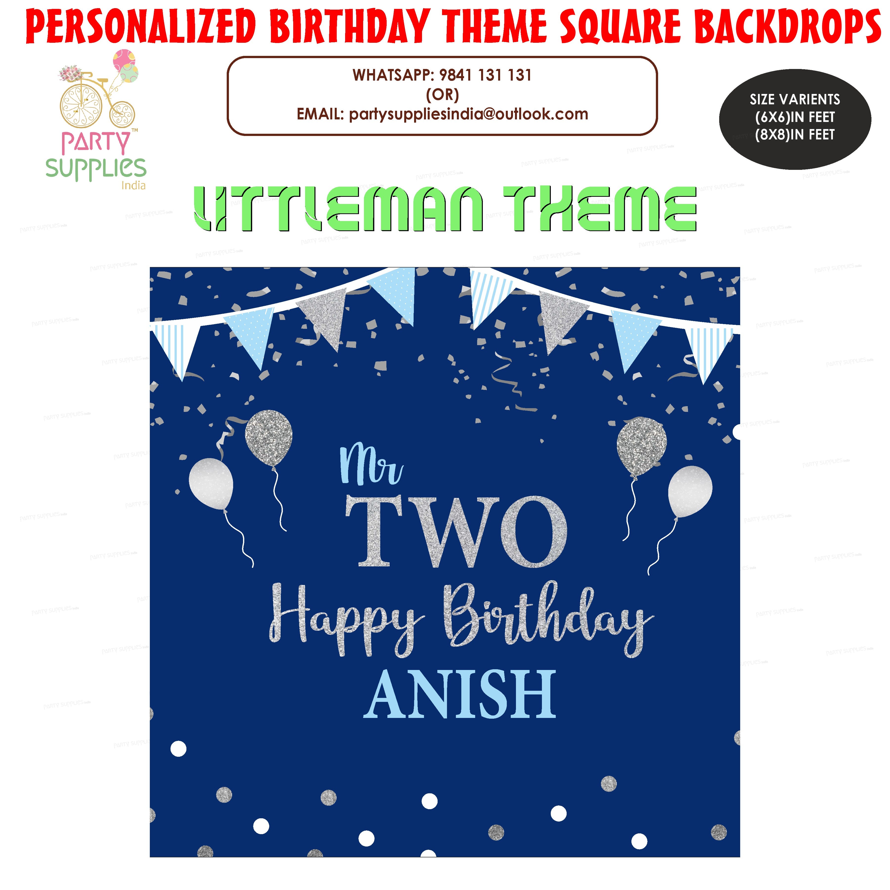 Little Man Theme Square Backdrop