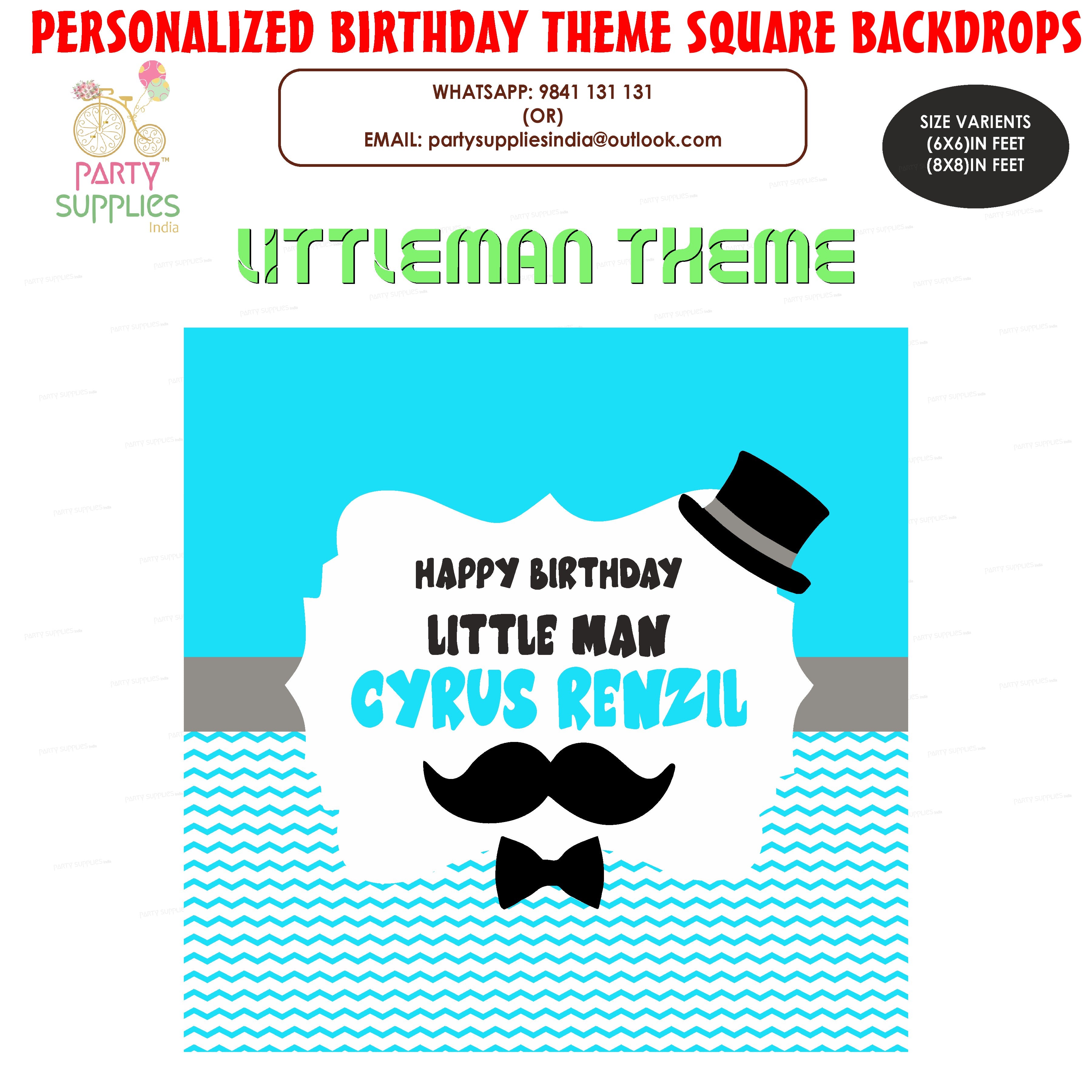 Little Man Theme Personalized Square Backdrop - image 1 of 3 | Party Supplies India