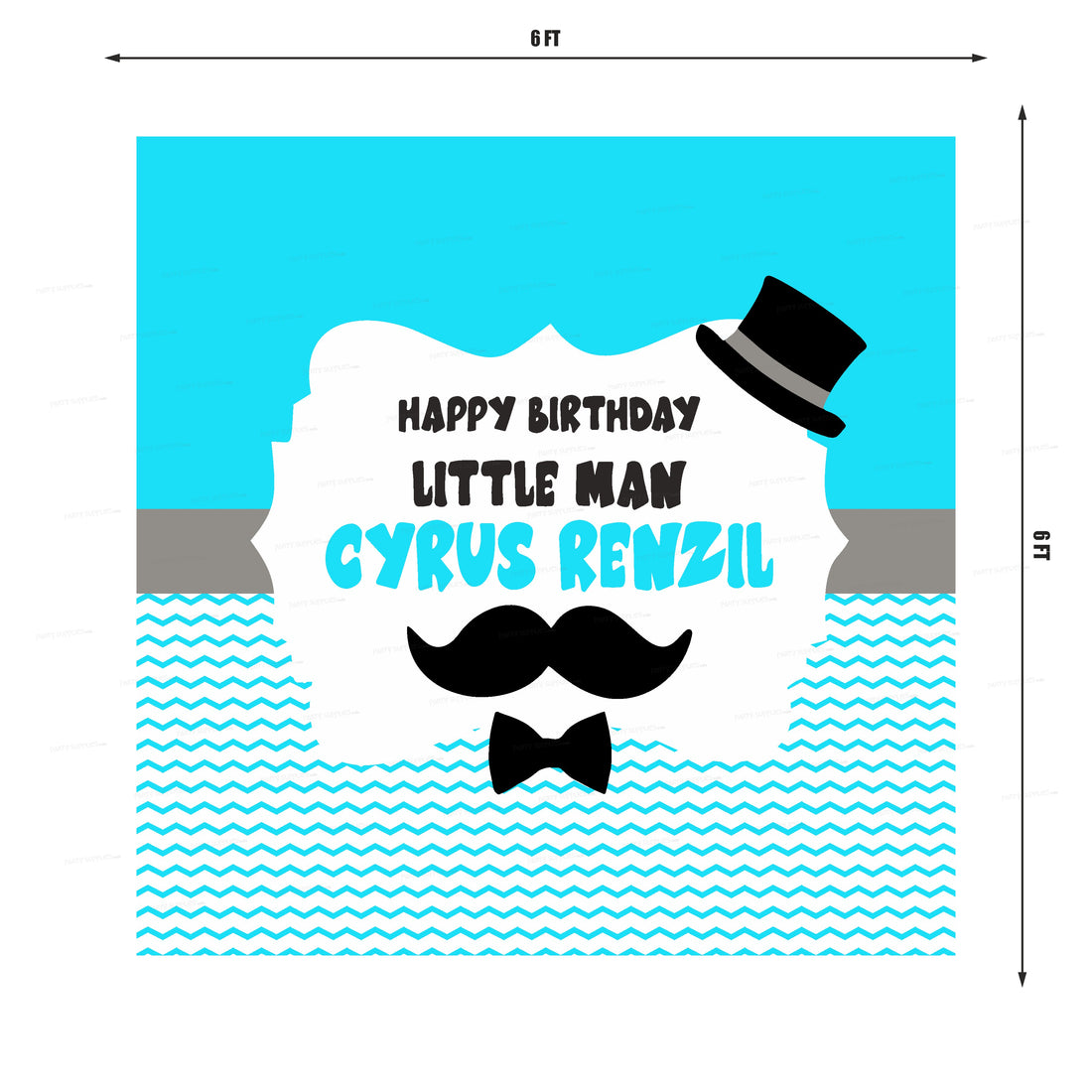 Little Man Theme Personalized Square Backdrop