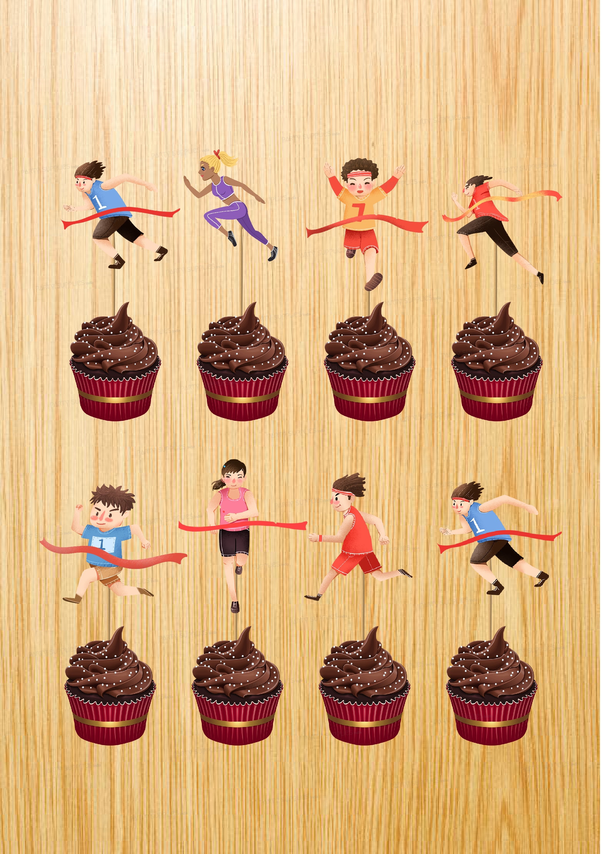 Marathon Theme Cup Cake Topper