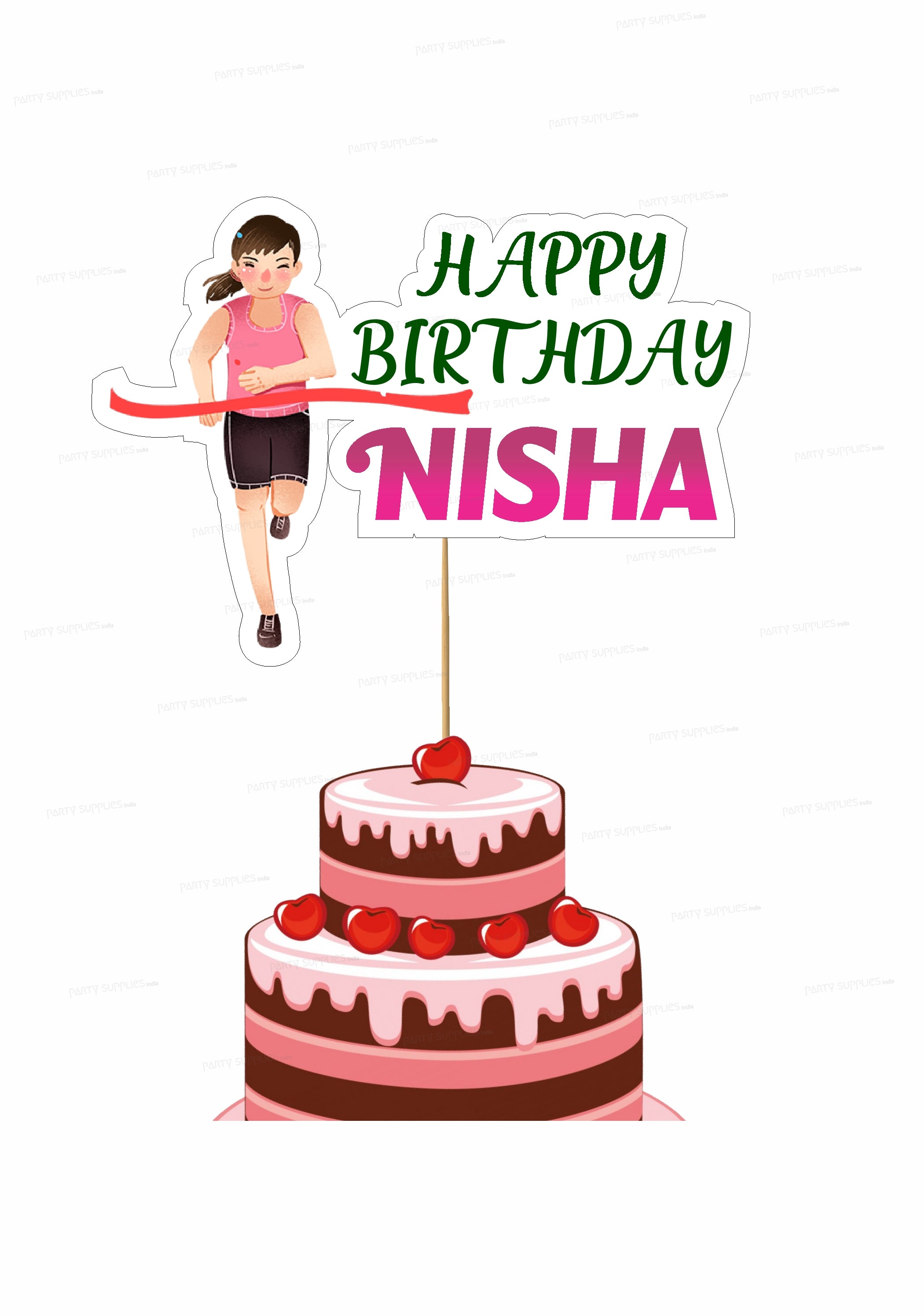 Marathon Theme Customized Cake Topper