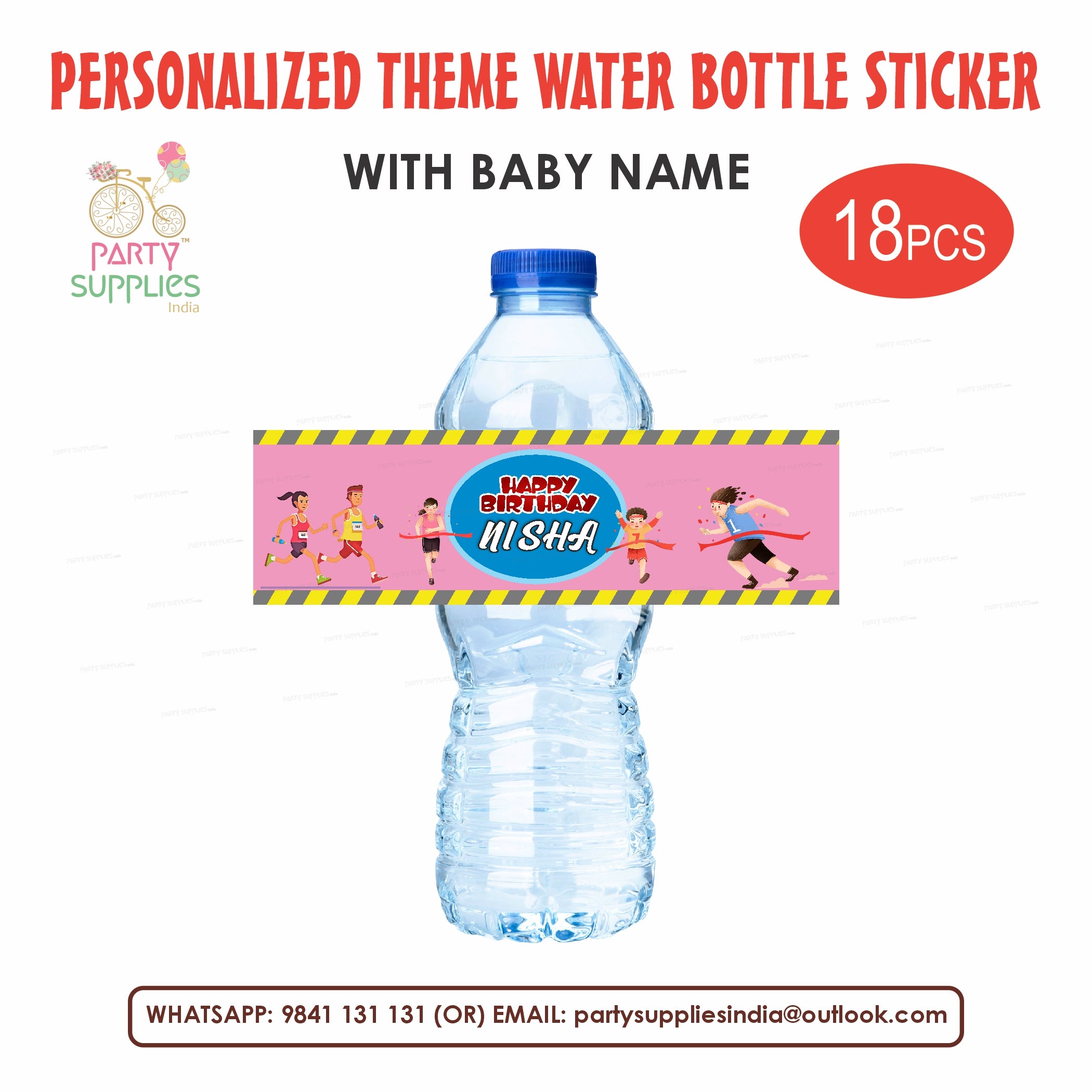 Marathon Theme Water Bottle Stickers