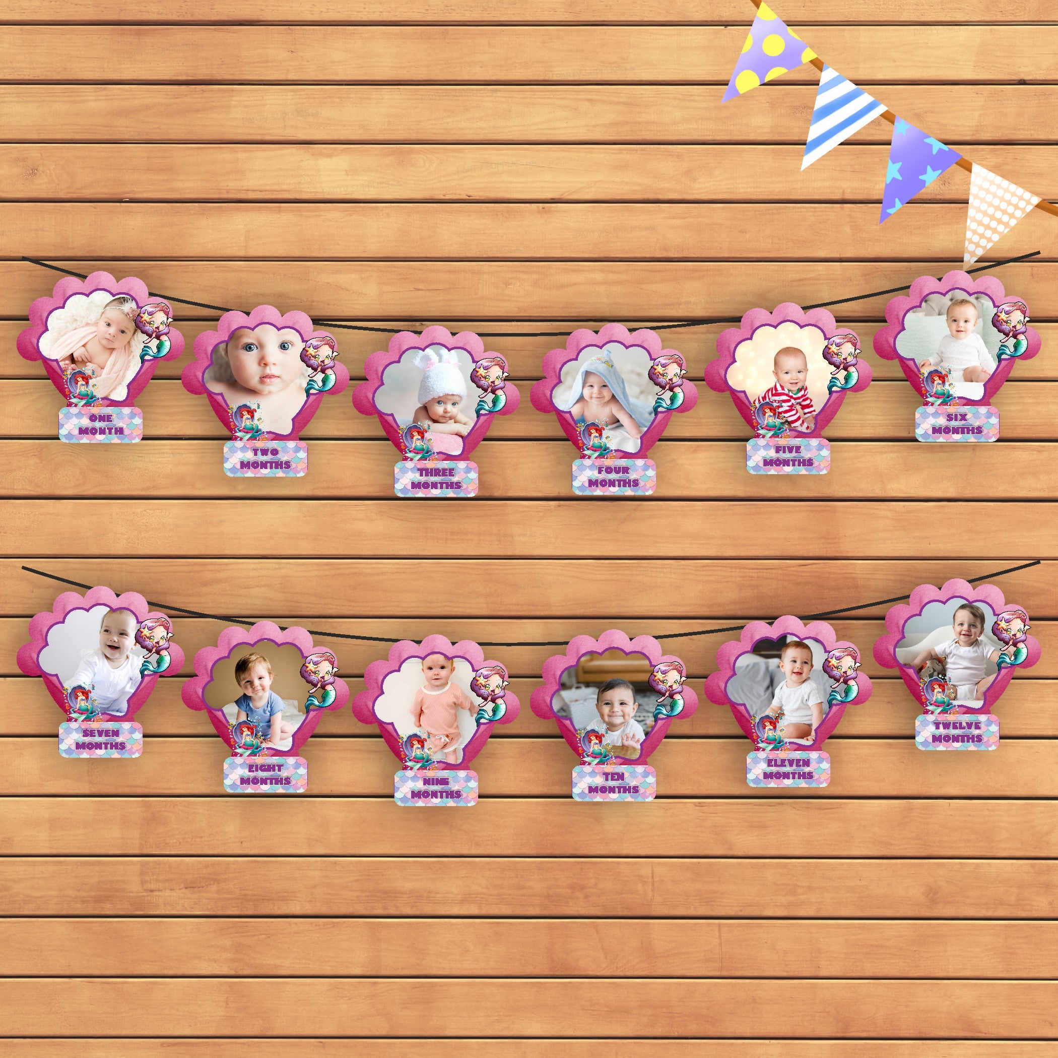 Mermaid Theme 12 Months Photo Banner