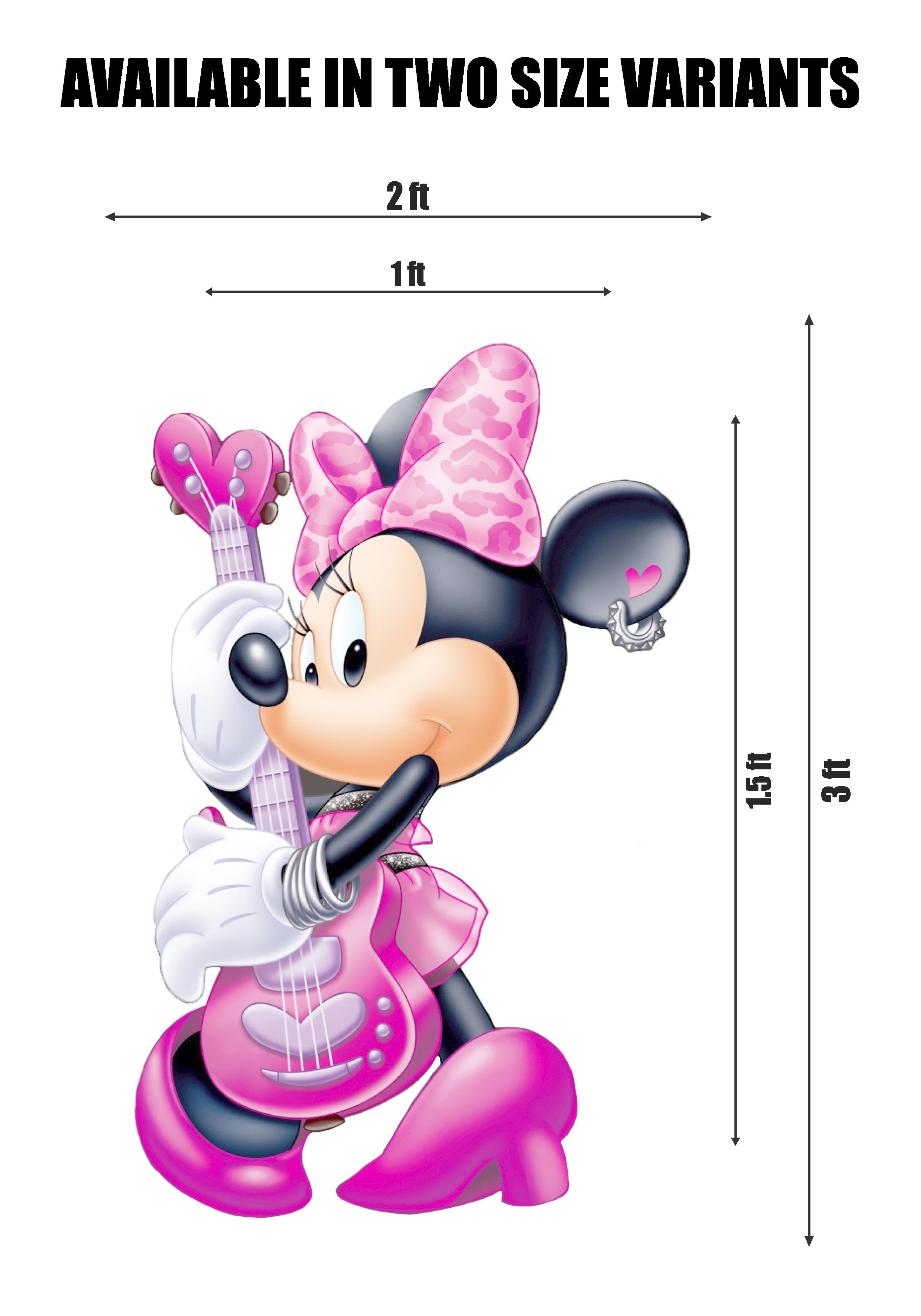 Minnie Mouse with Guitar Theme Cutout