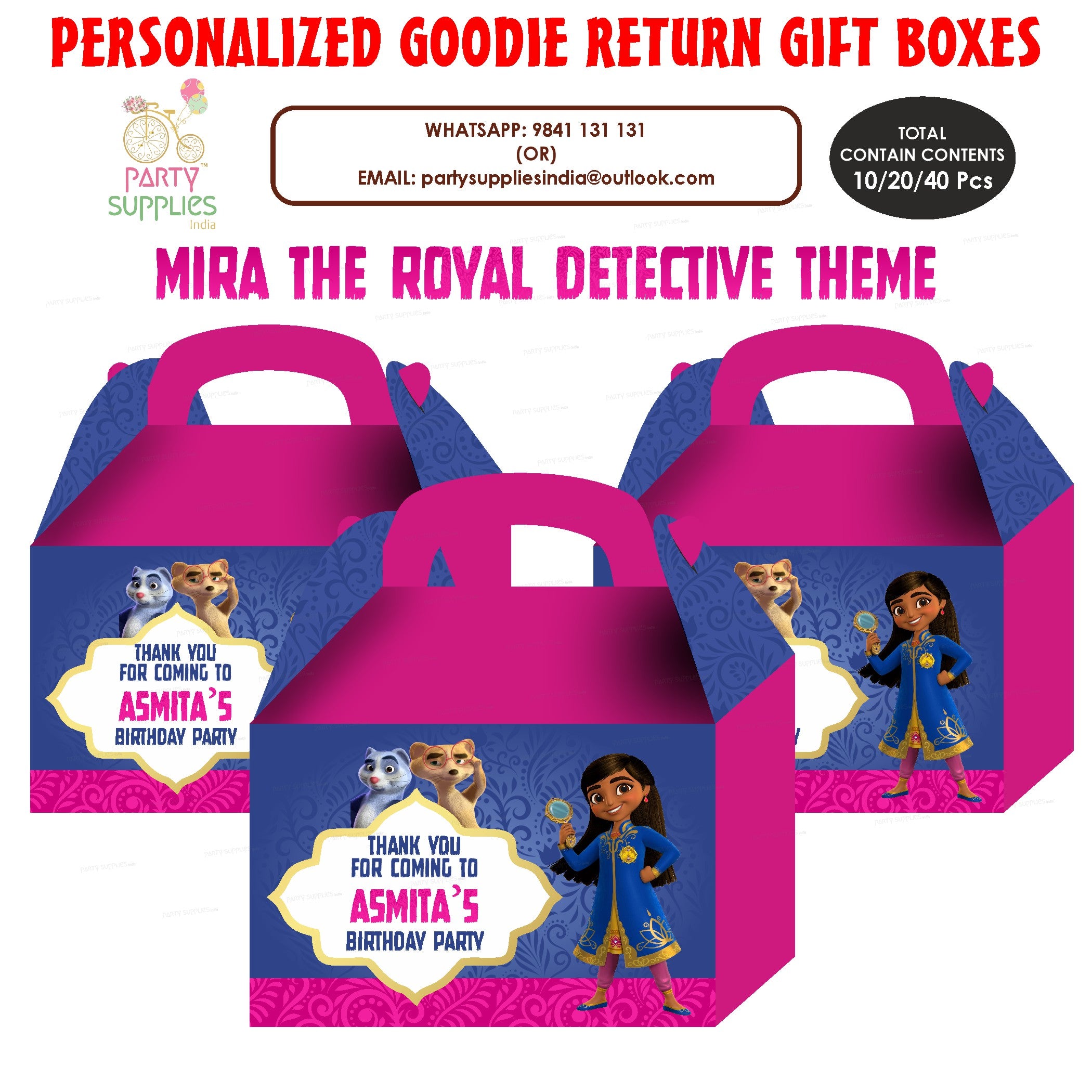 Mira the Royal Detective Theme Goodie Return Gift Boxes