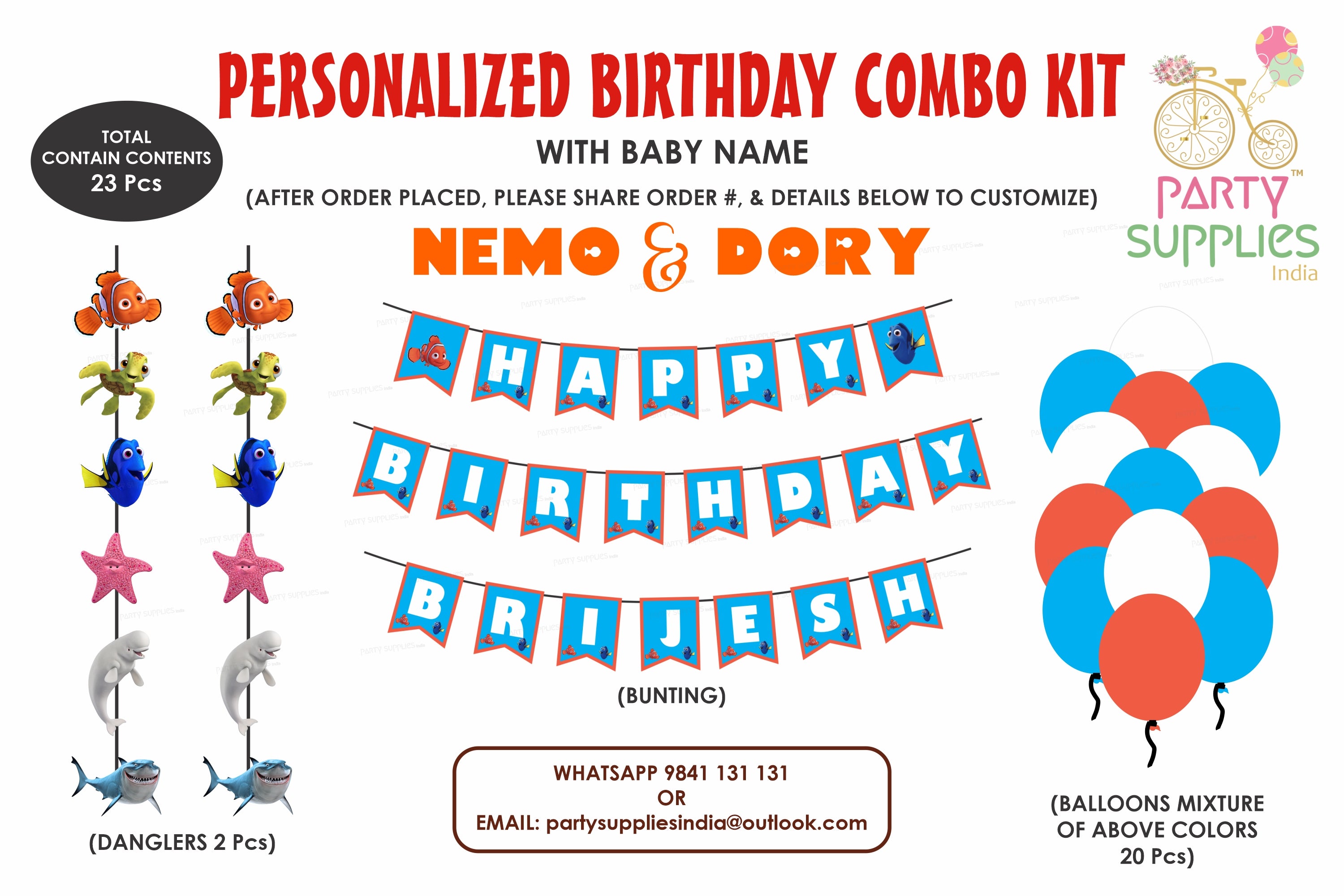 Nemo and Dory Theme Basic Kit - image 1 of 4 | Party Supplies India