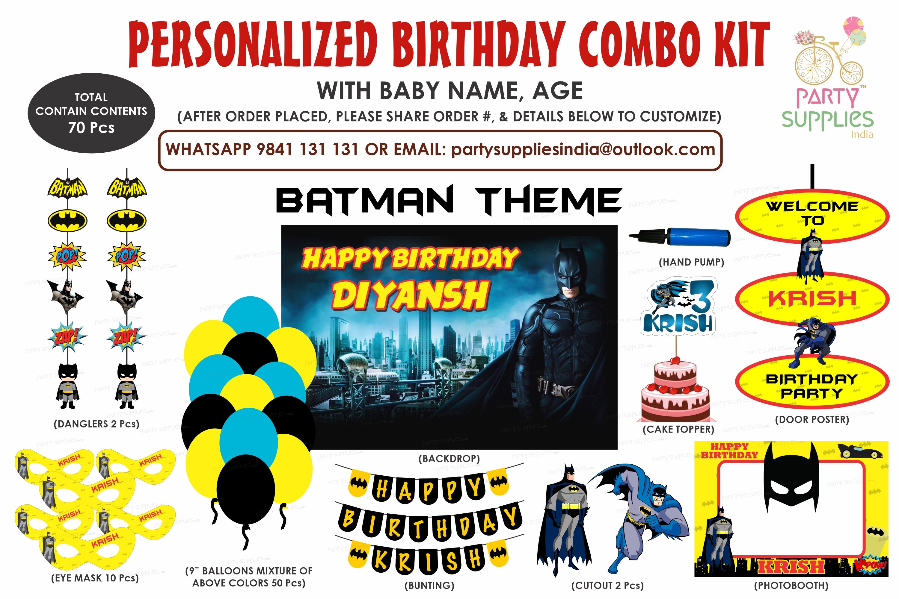 Batman Theme Exclusive Combo Kit - image 1 of 11 | Party Supplies India