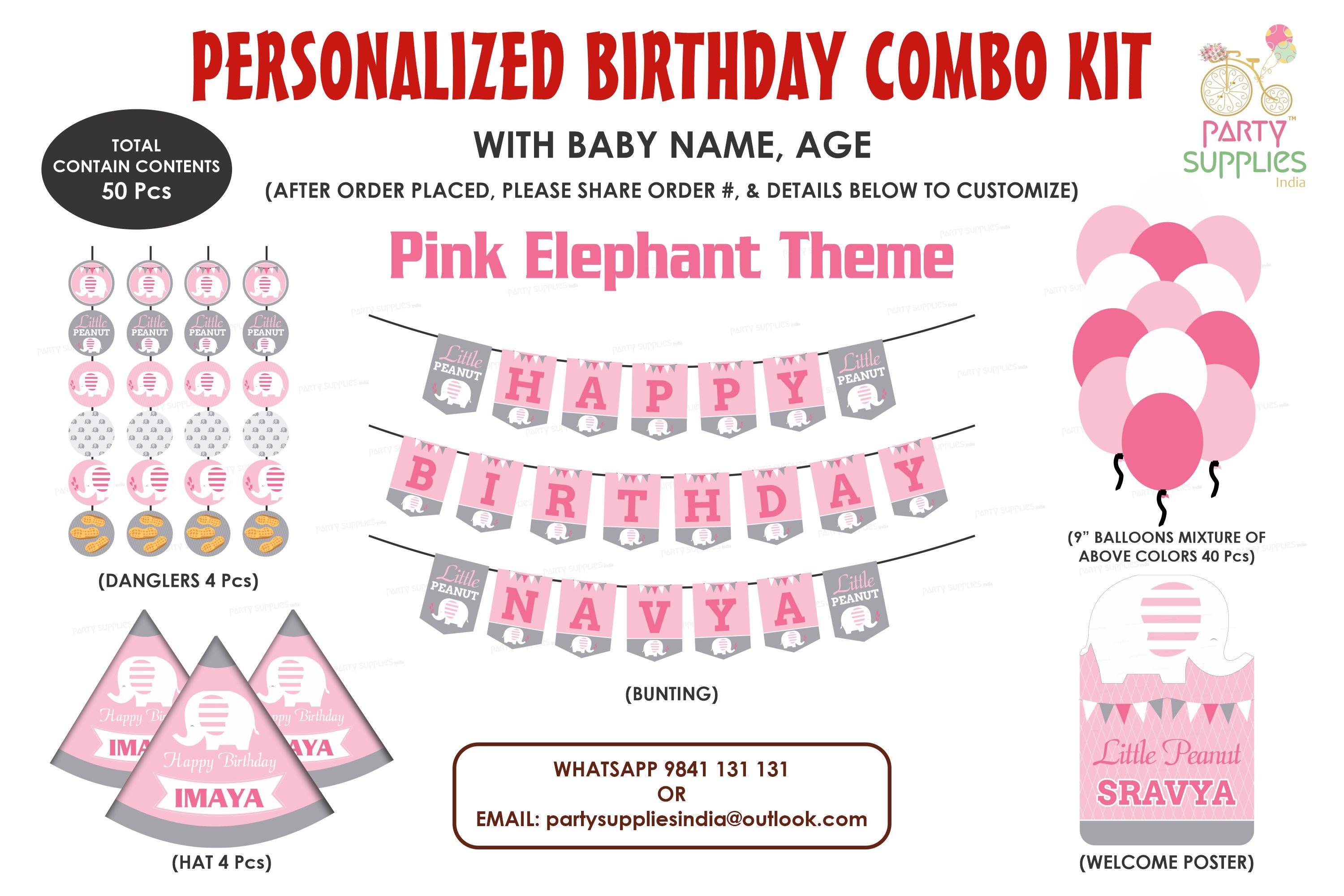 Pink Elephant Theme Heritage Kit - image 1 of 6 | Party Supplies India