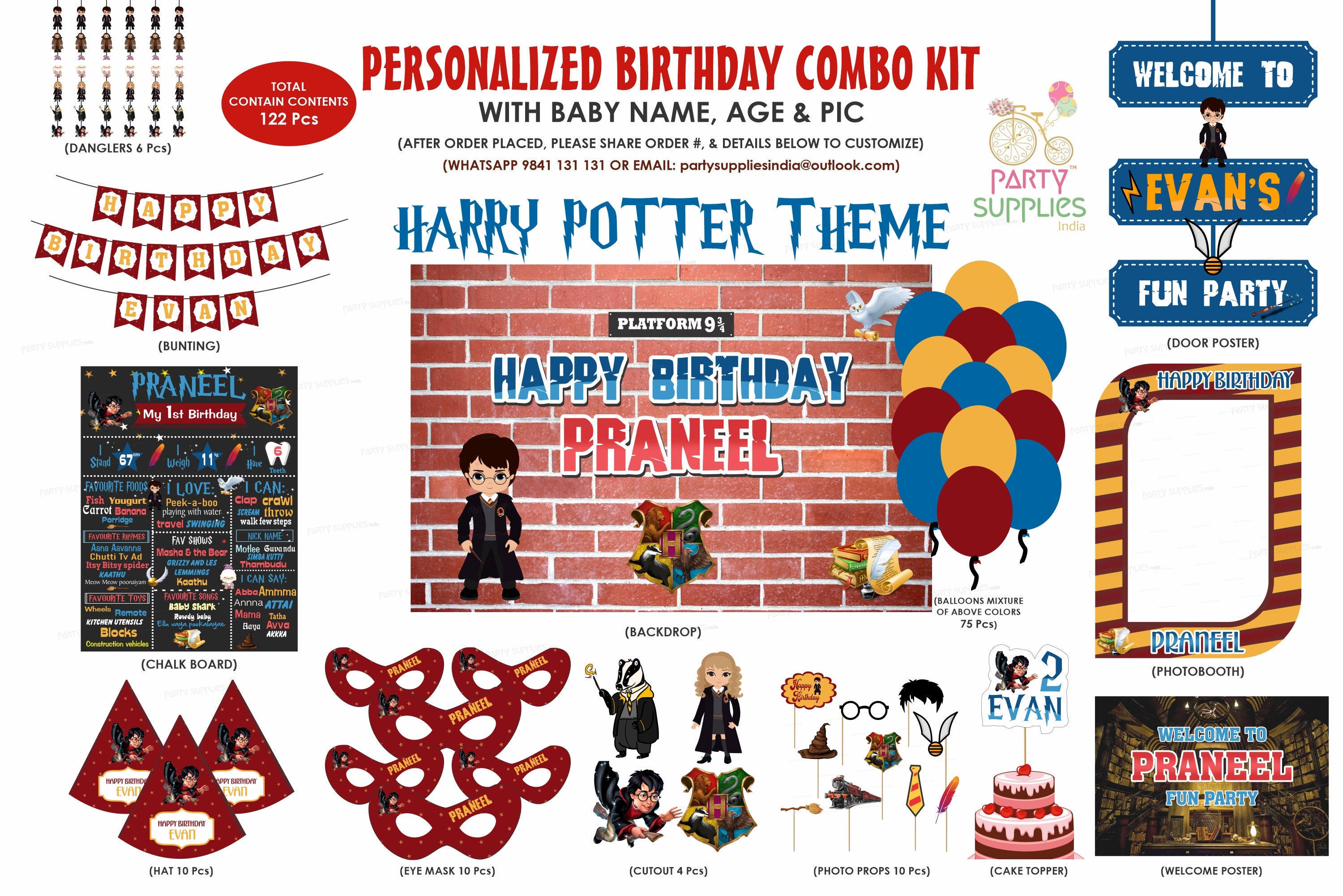 Harry Potter Theme Classic Kit  Personalized Birthday Party Supplies –  Party Supplies India