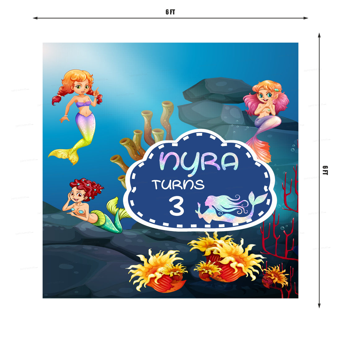 Mermaid Theme Customized Square Backdrop