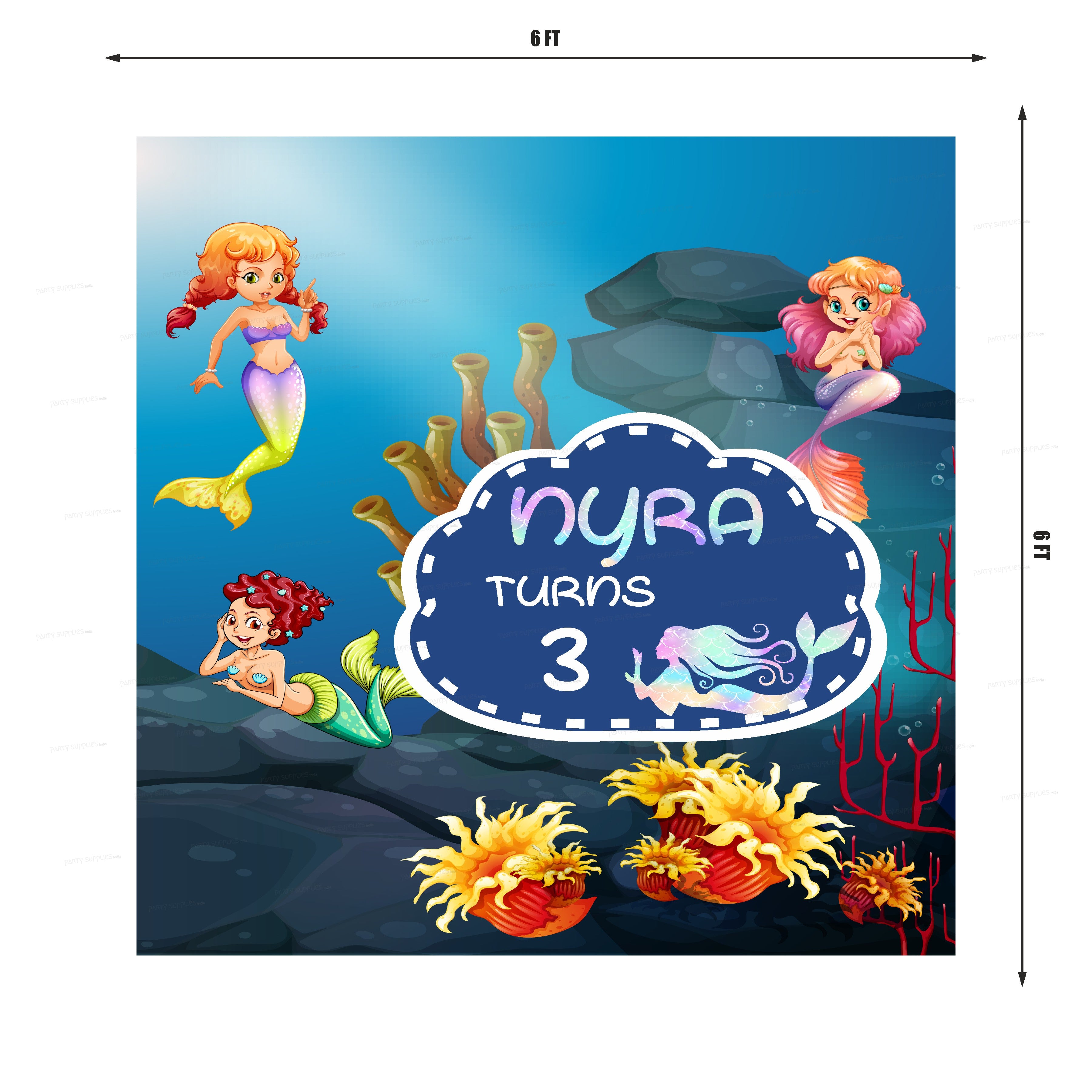 Mermaid Theme Customized Square Backdrop
