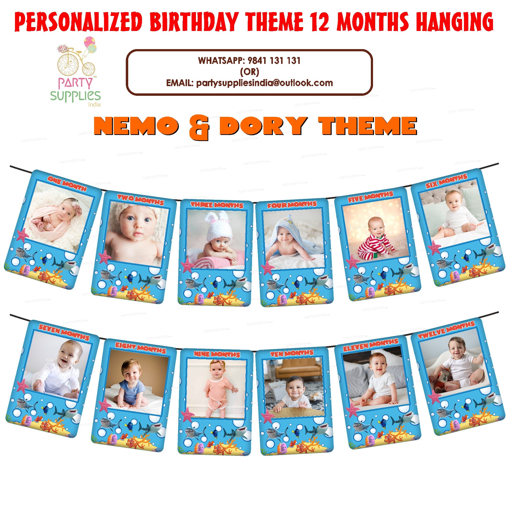 Nemo and Dory Theme 12 Months Photo Banner