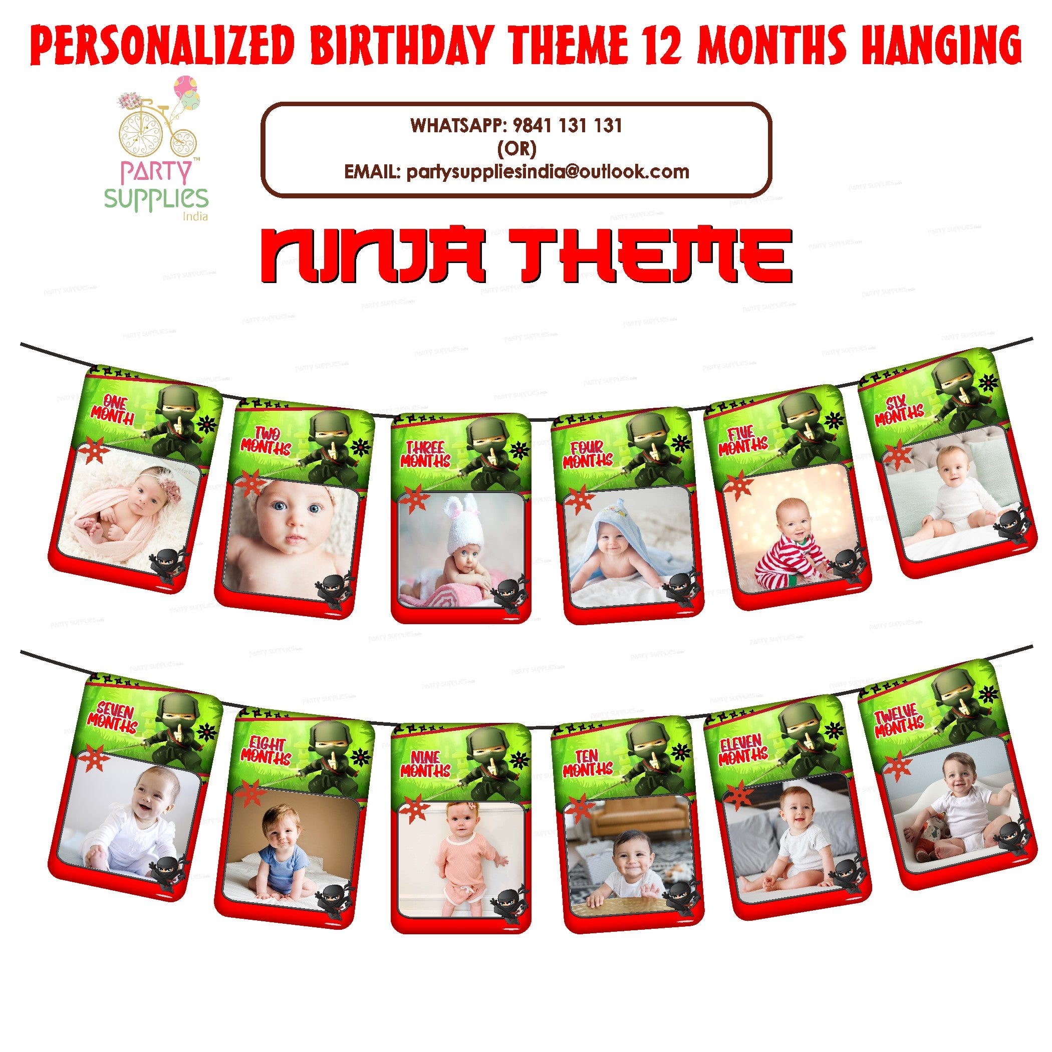 Ninja Theme 12 Months Photo Banner