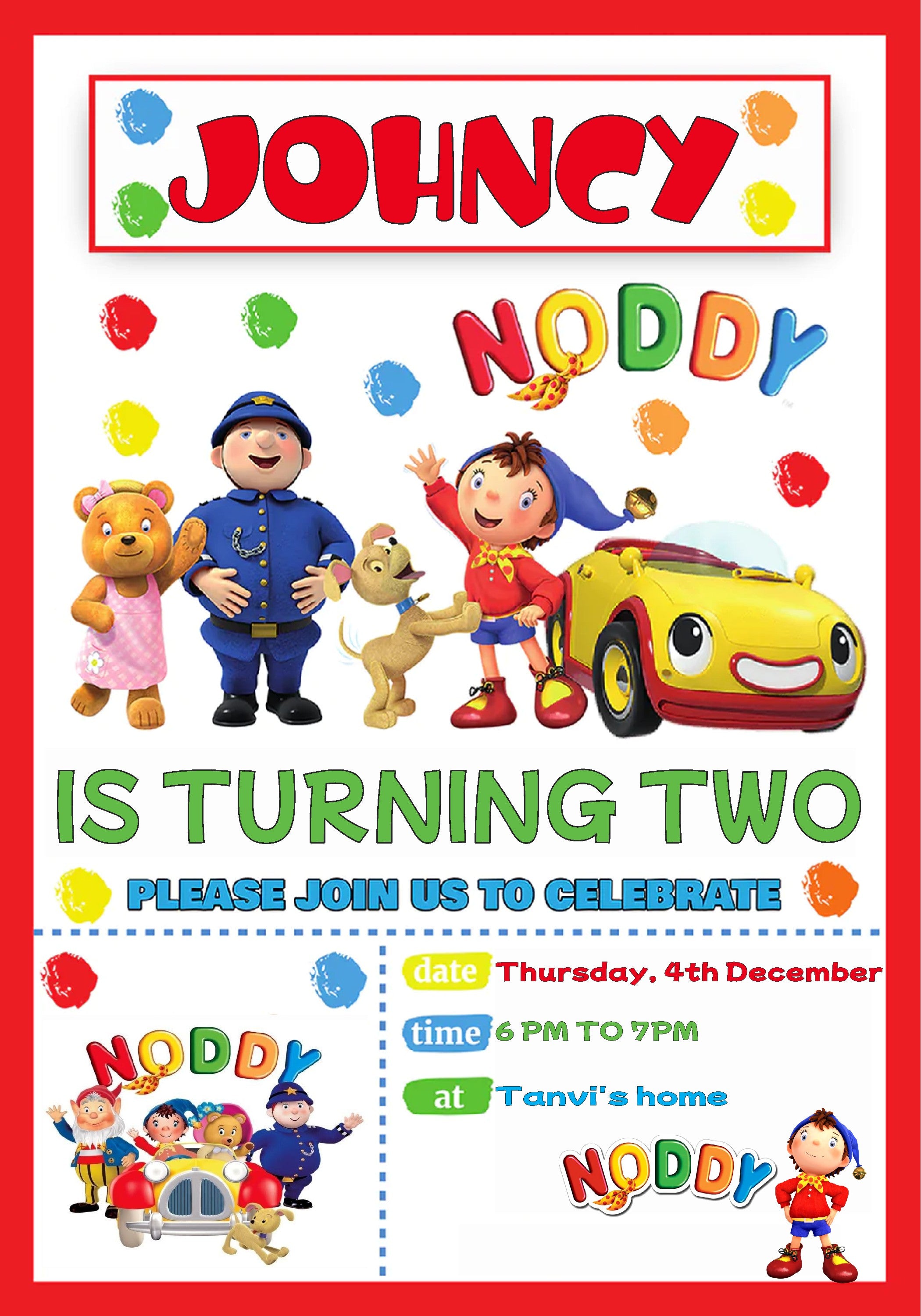 Noddy Themes Customized Invite