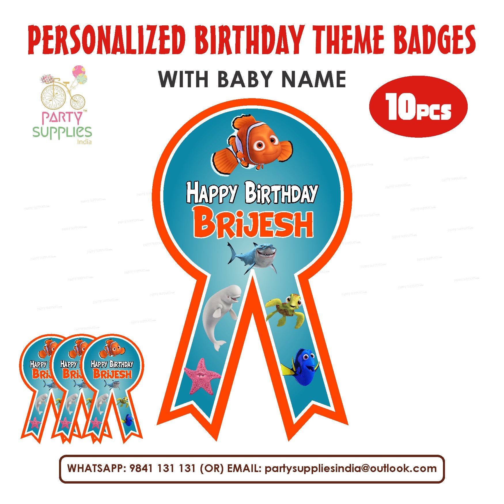 Nemo and Dory Theme Badges