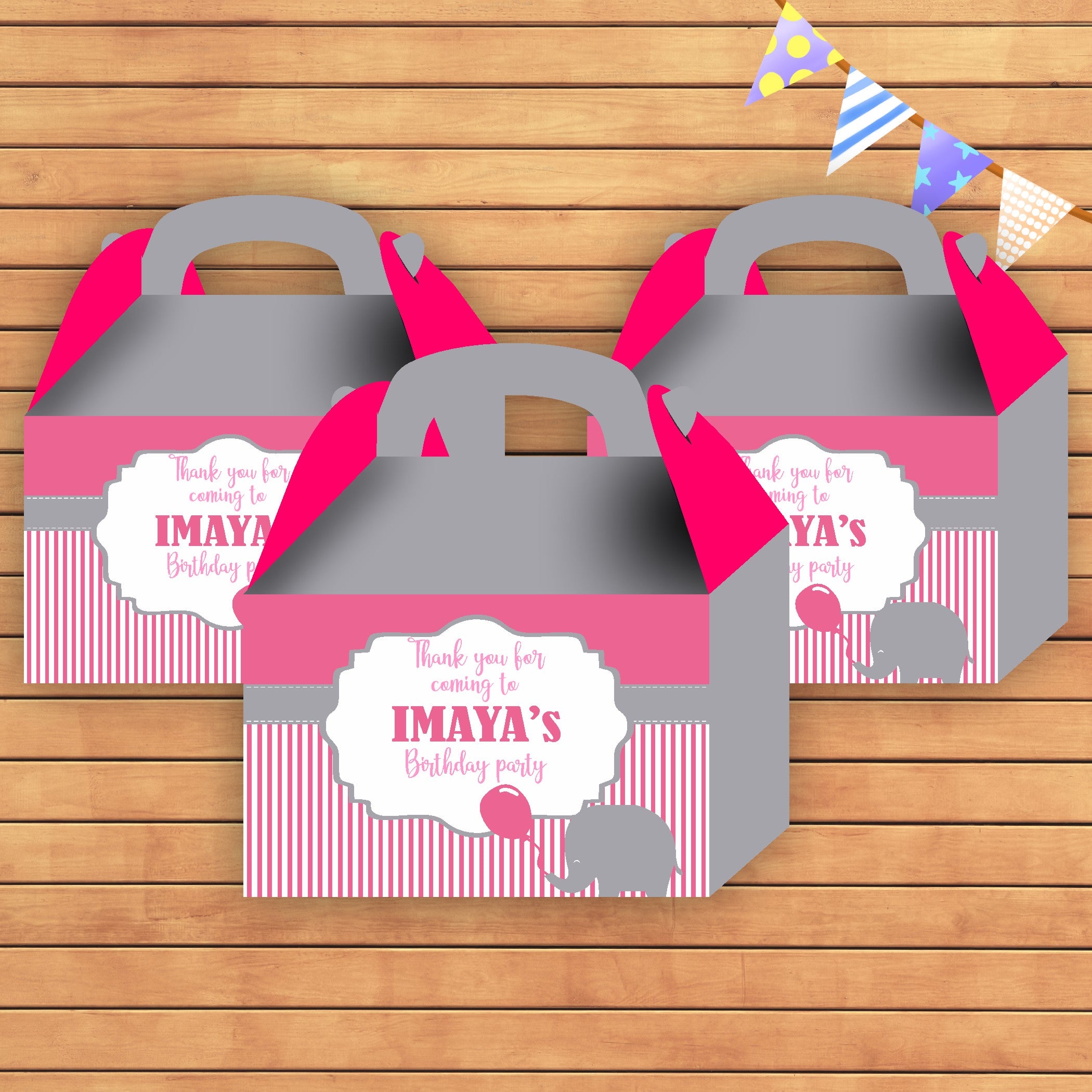 Pink Elephant Theme Goodie Return Gift Boxes