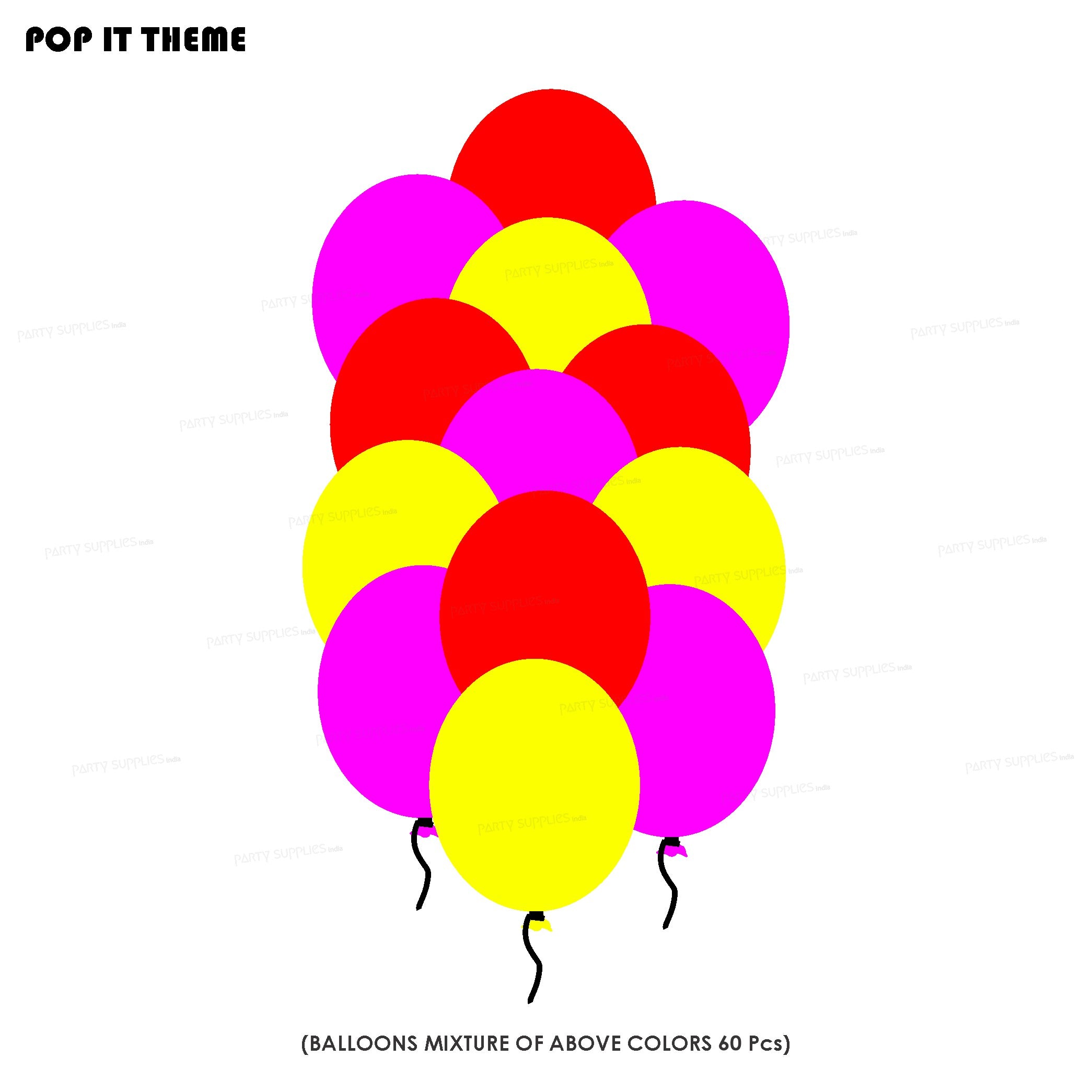 Pop It Theme Colour 60 Pcs Balloons