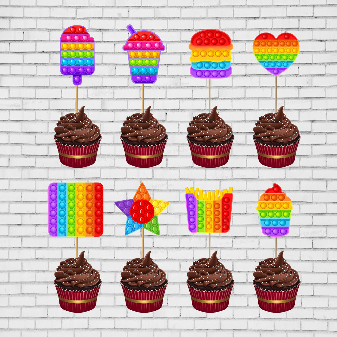 Pop It Theme Cup Cake Topper