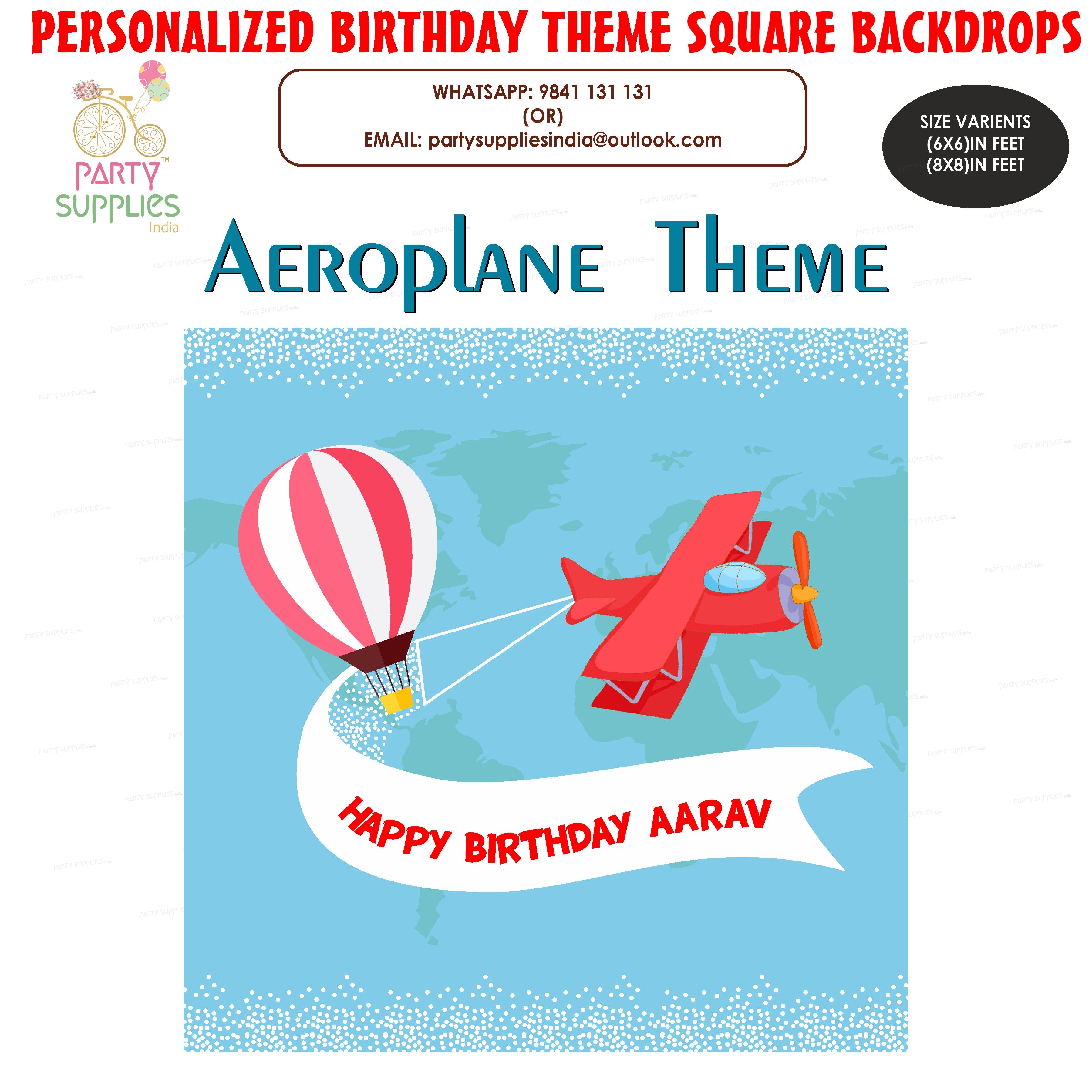 Aeroplane Theme Customized Square Backdrop